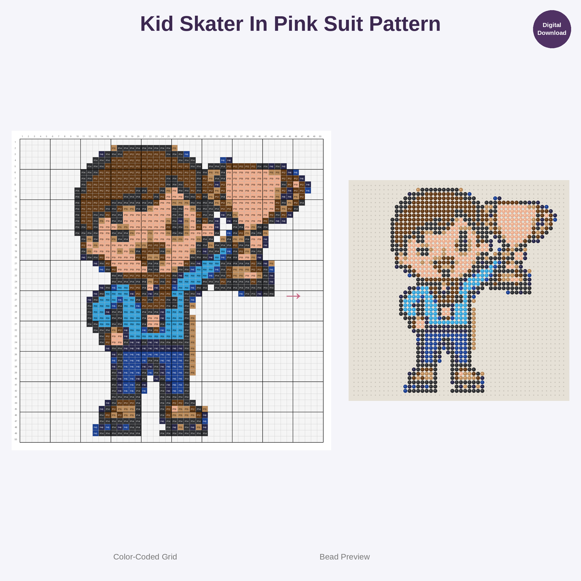 Tiny Skater Sprinters Perler Bead Patterns Bundle, 48 Designs (PDF Digital Download)