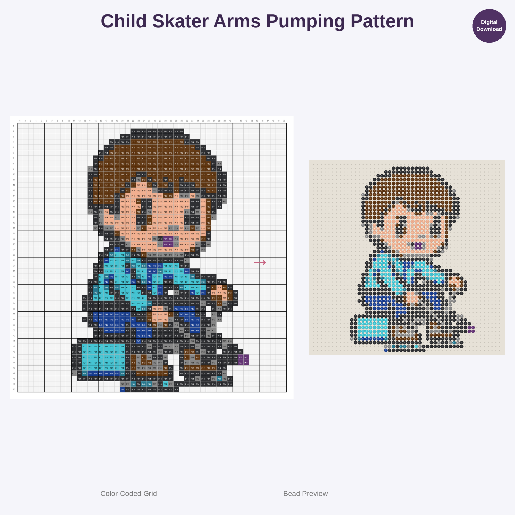 Tiny Skater Sprinters Perler Bead Patterns Bundle, 48 Designs (PDF Digital Download)