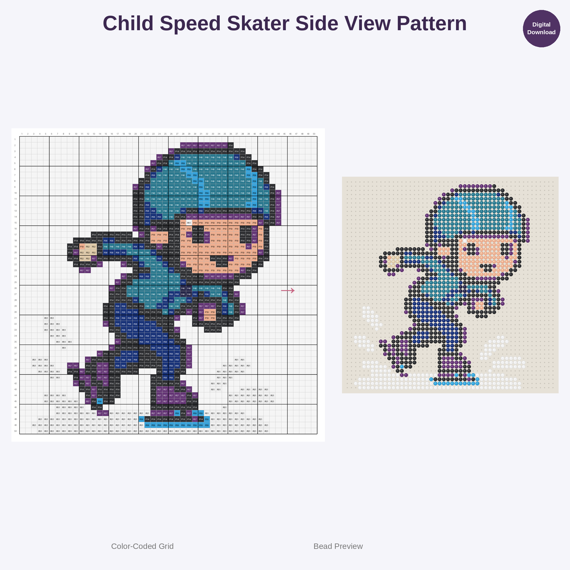 Tiny Skater Sprinters Perler Bead Patterns Bundle, 48 Designs (PDF Digital Download)
