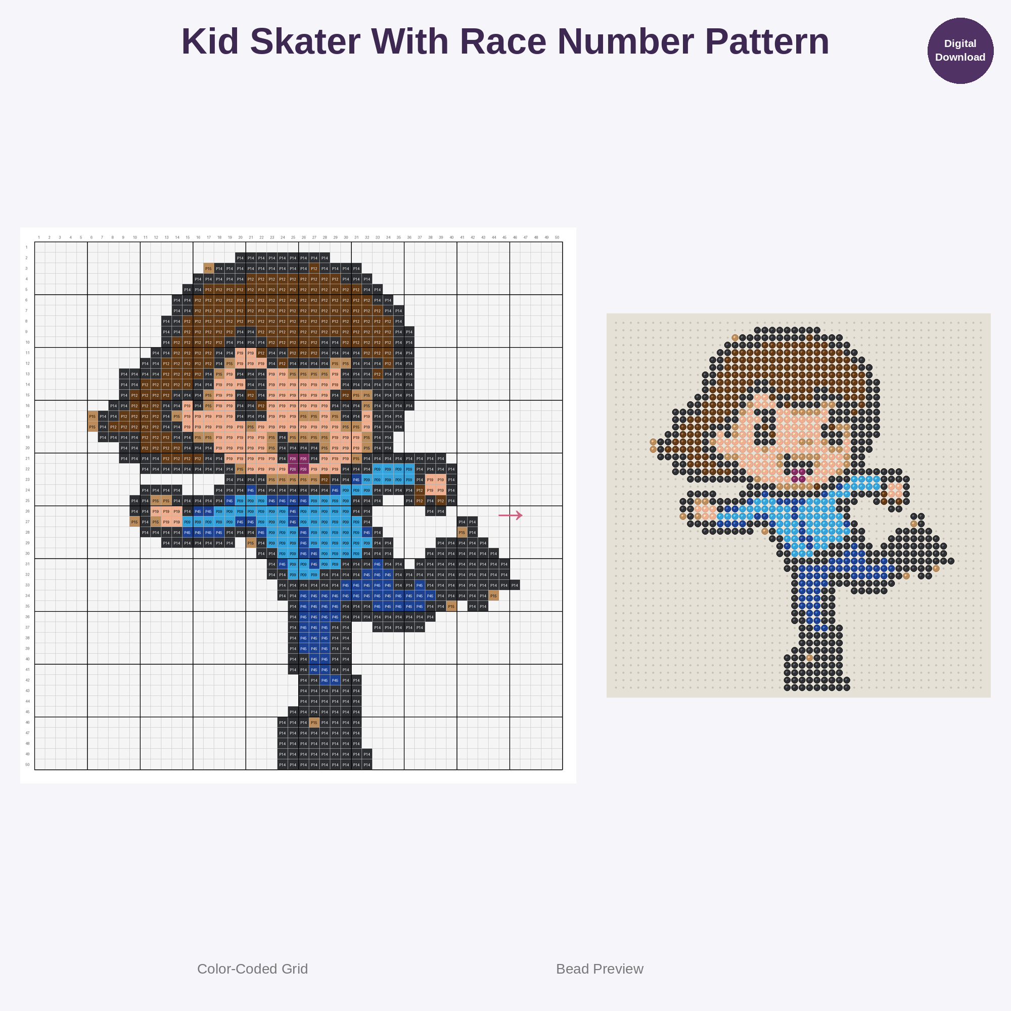 Tiny Skater Sprinters Perler Bead Patterns Bundle, 48 Designs (PDF Digital Download)