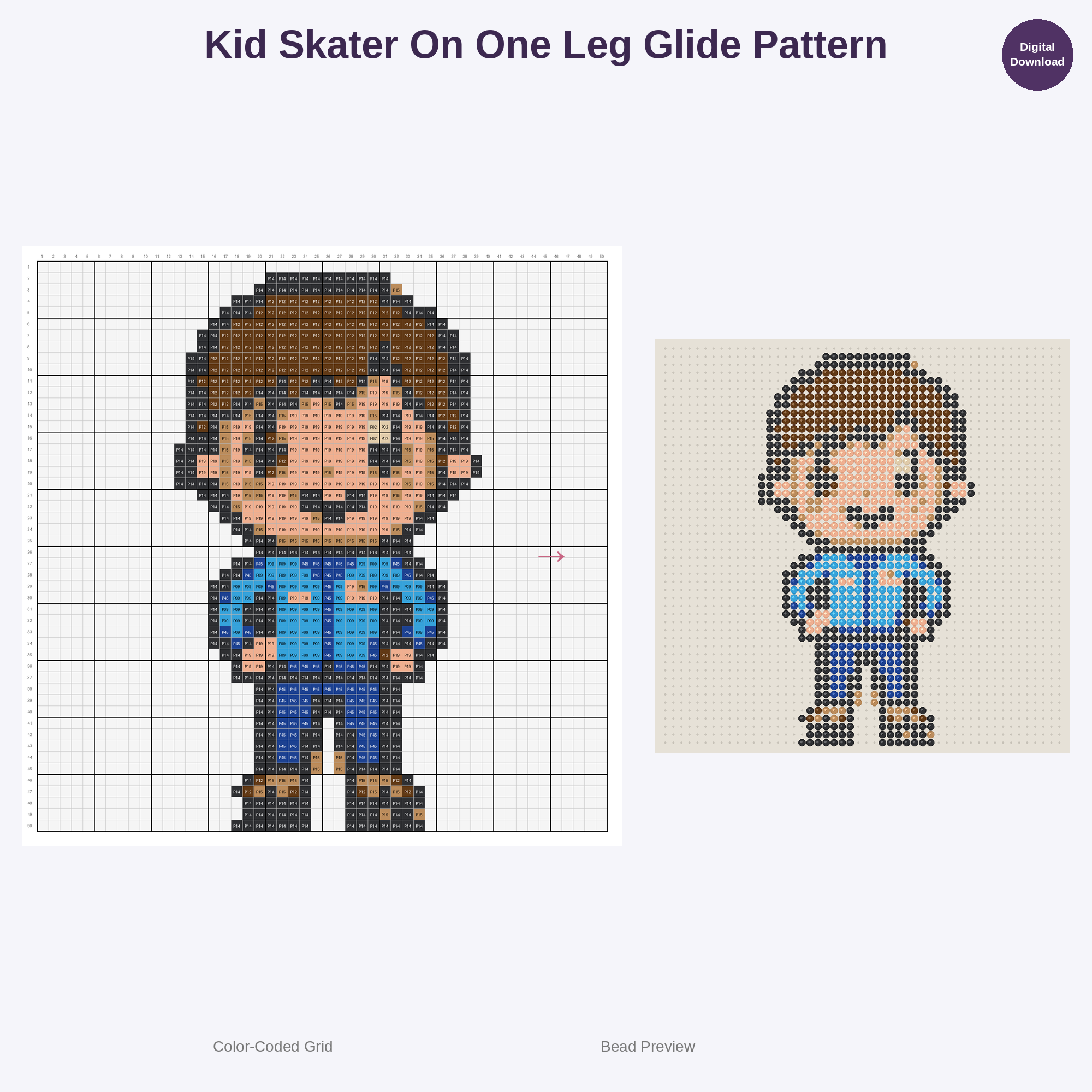 Tiny Skater Sprinters Perler Bead Patterns Bundle, 48 Designs (PDF Digital Download)