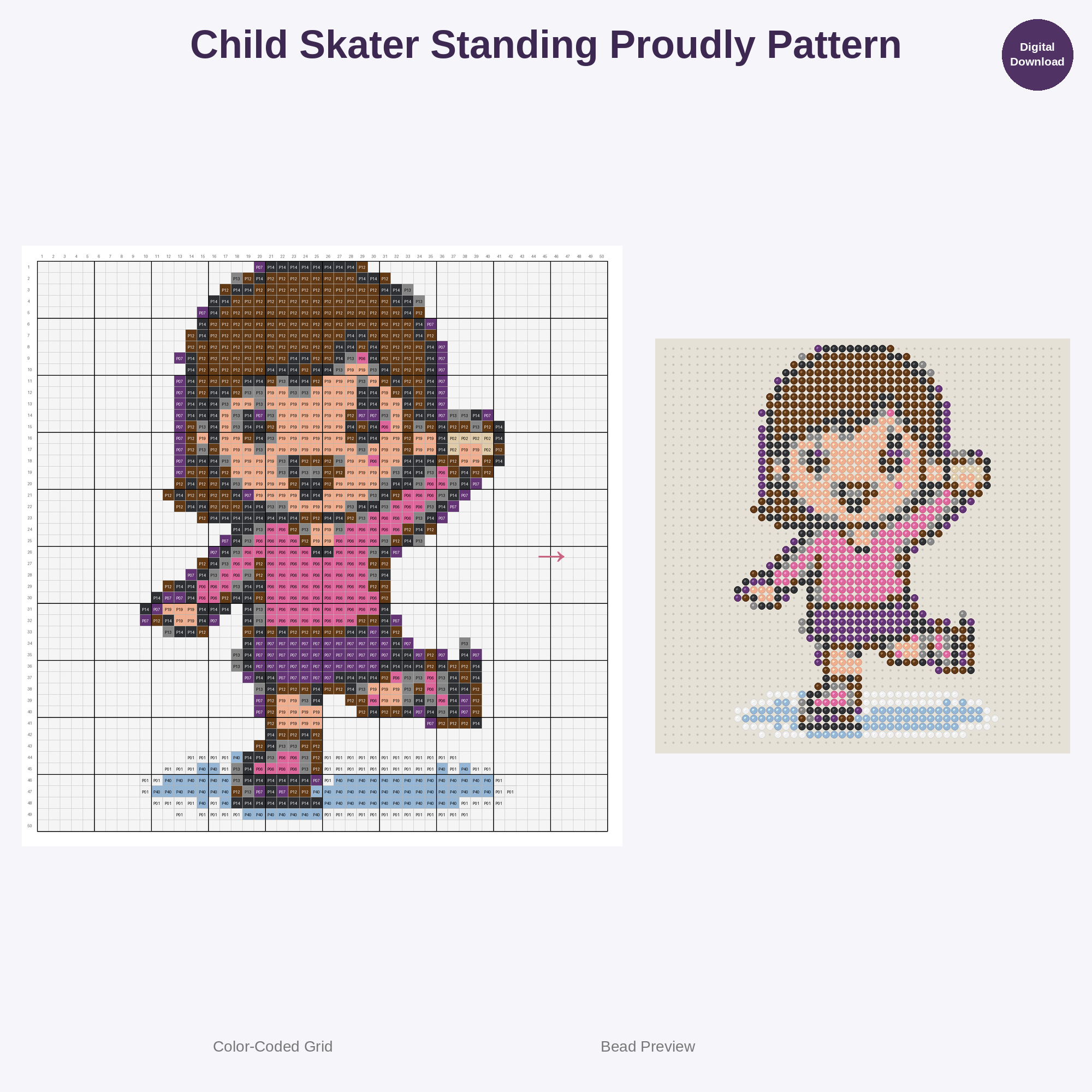 Tiny Skater Sprinters Perler Bead Patterns Bundle, 48 Designs (PDF Digital Download)