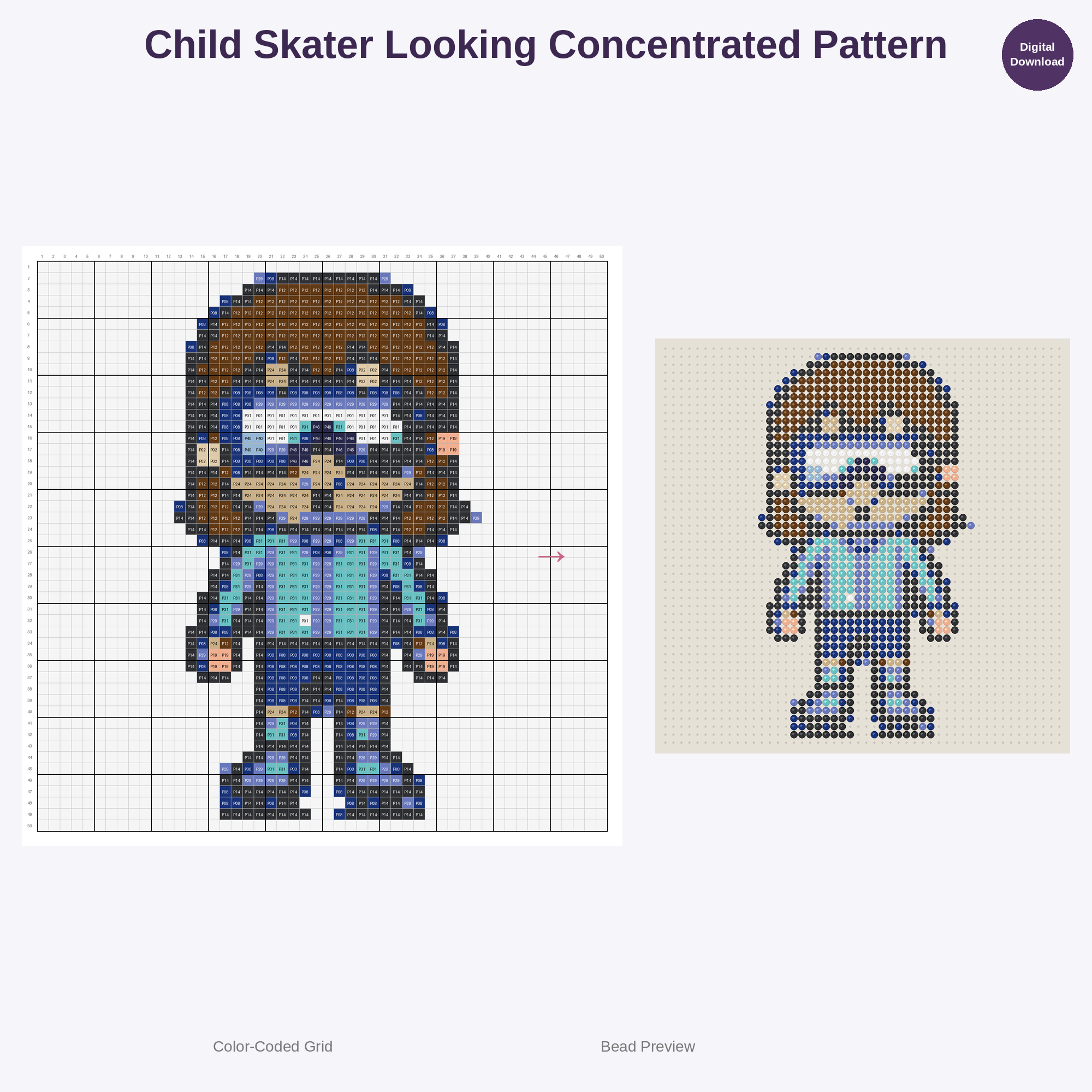 Tiny Skater Sprinters Perler Bead Patterns Bundle, 48 Designs (PDF Digital Download)