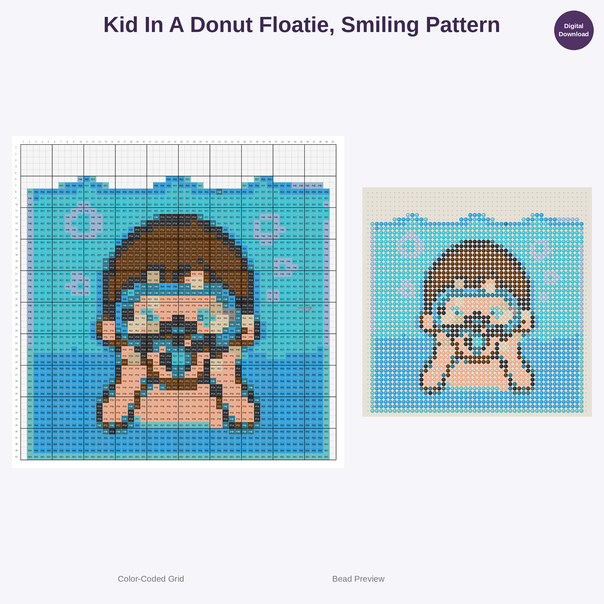 Cute Kids Swimming Adventures Perler Bead Patterns Bundle, 48 Designs (PDF Digital Download)