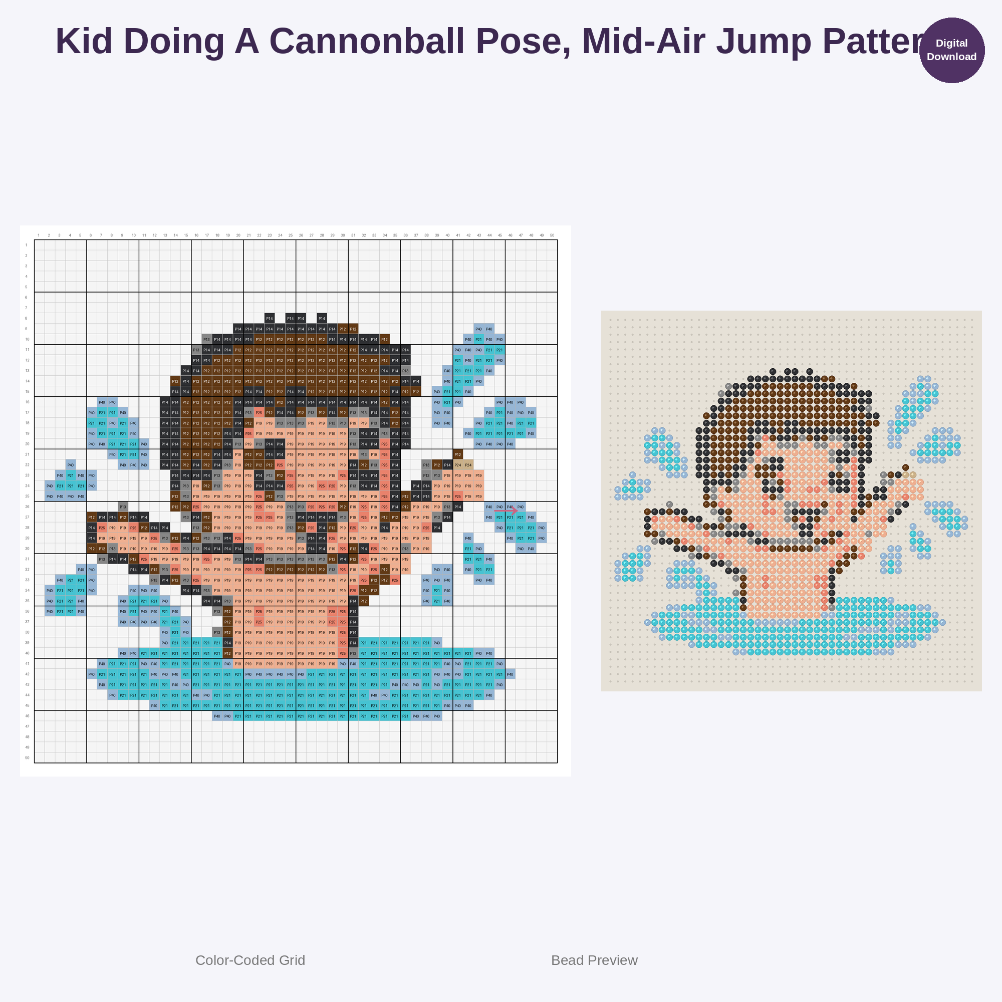Cute Kids Swimming Adventures Perler Bead Patterns Bundle, 48 Designs (PDF Digital Download)