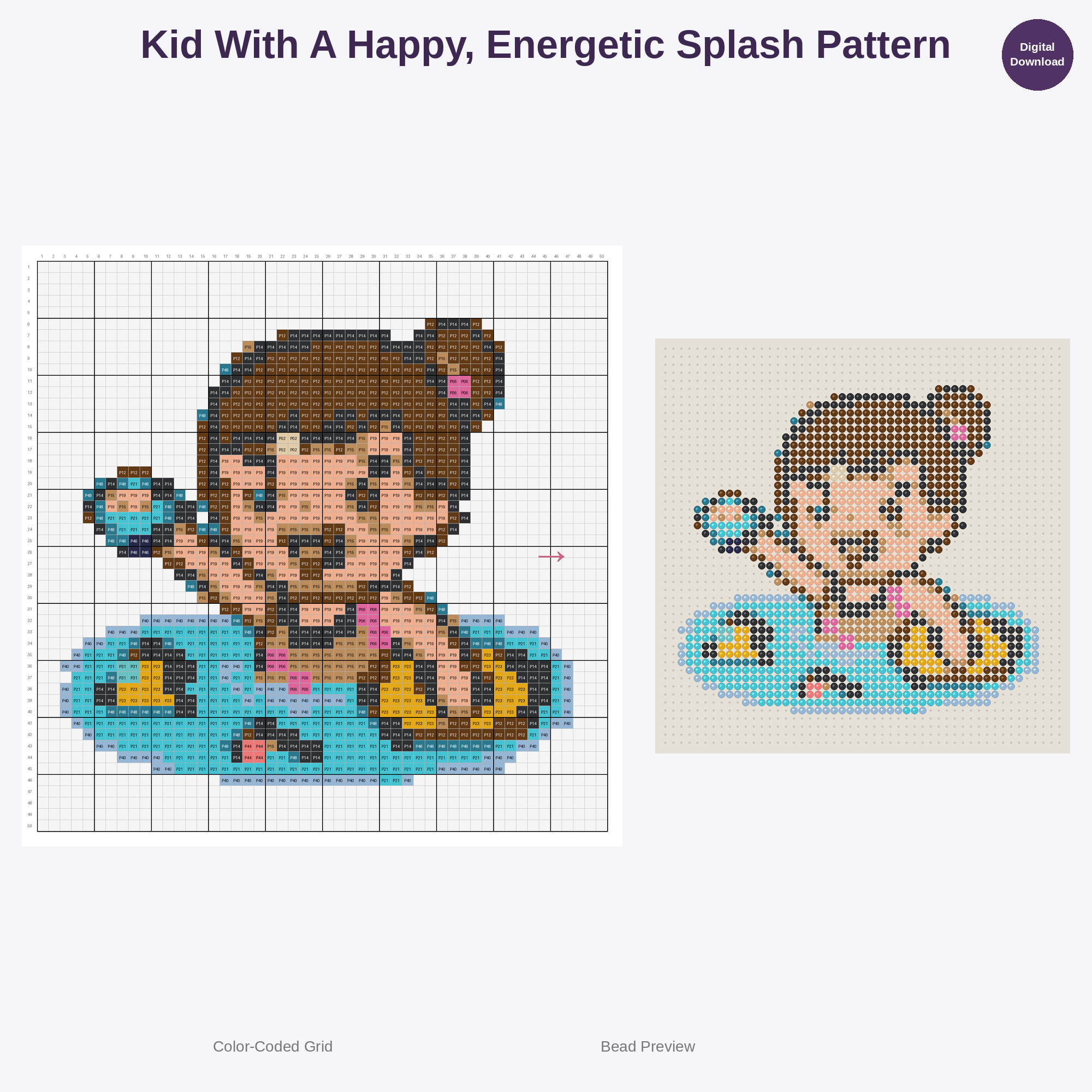 Cute Kids Swimming Adventures Perler Bead Patterns Bundle, 48 Designs (PDF Digital Download)