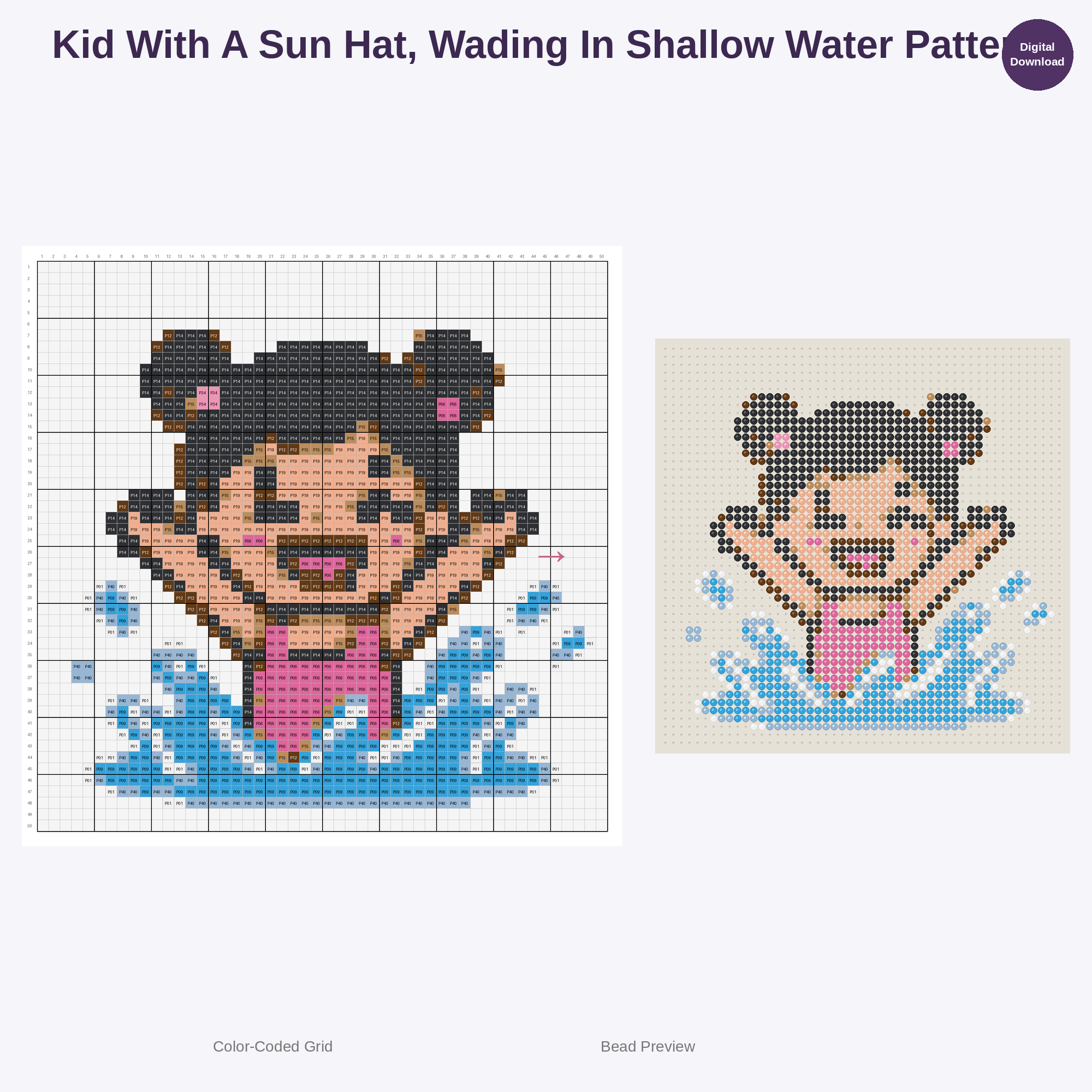 Cute Kids Swimming Adventures Perler Bead Patterns Bundle, 48 Designs (PDF Digital Download)