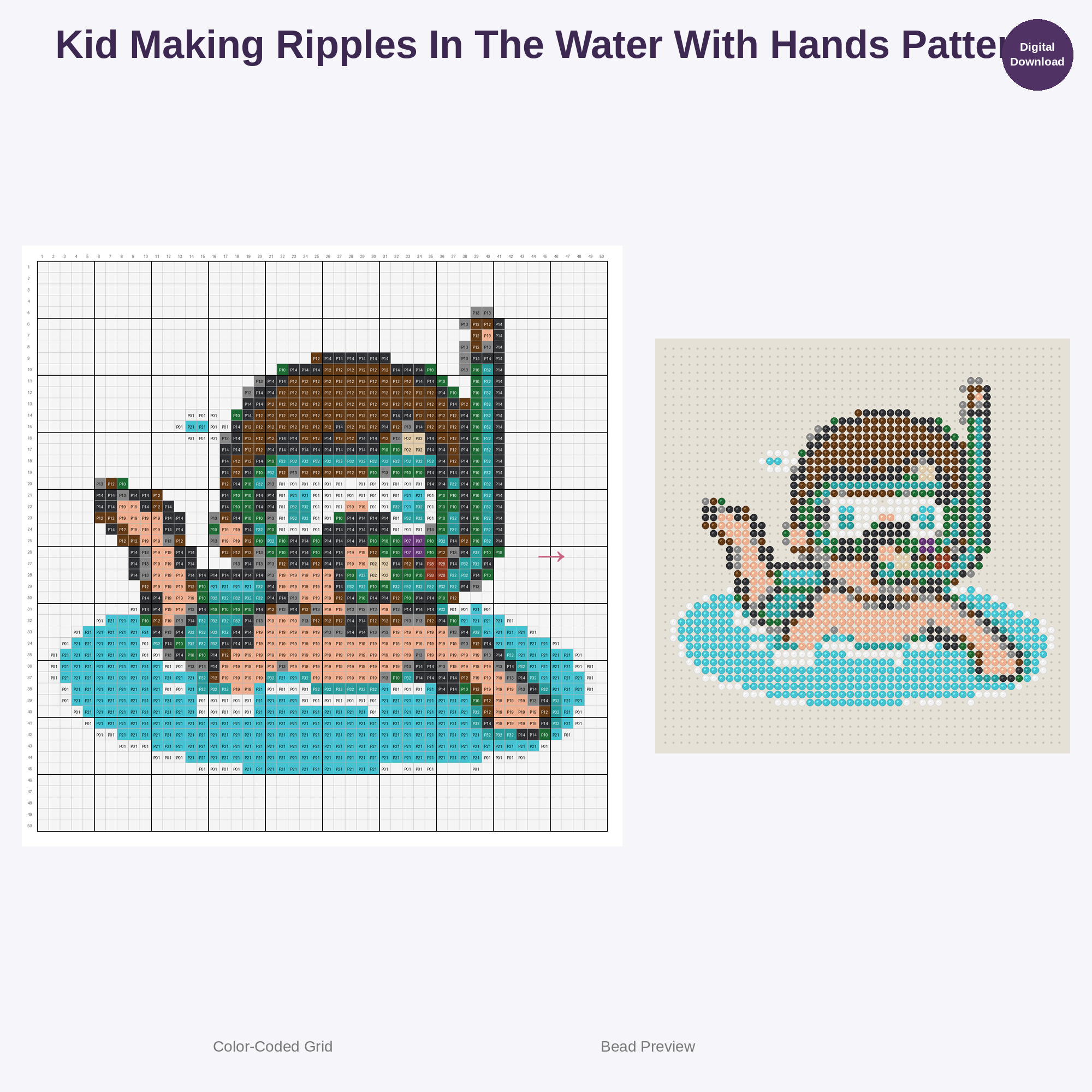 Cute Kids Swimming Adventures Perler Bead Patterns Bundle, 48 Designs (PDF Digital Download)