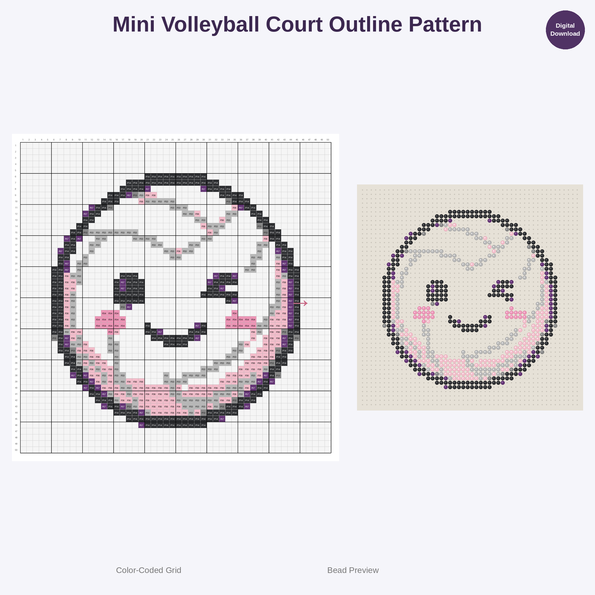 Cute Kids Volleyball Adventures Perler Bead Patterns Bundle, 48 Designs (PDF Digital Download)