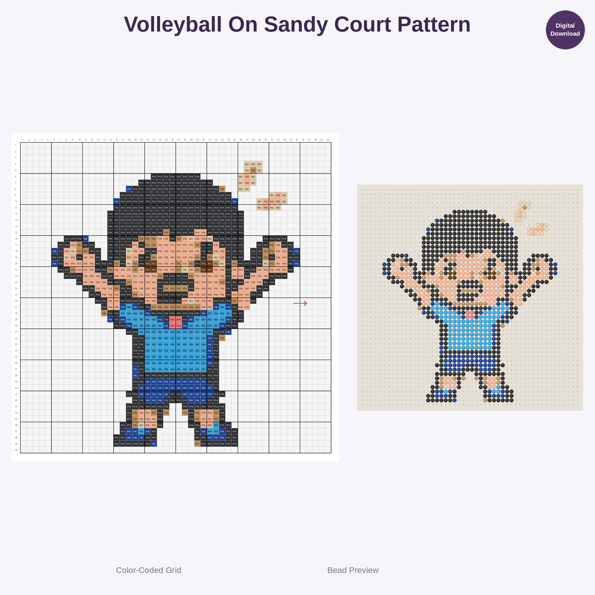 Cute Kids Volleyball Adventures Perler Bead Patterns Bundle, 48 Designs (PDF Digital Download)
