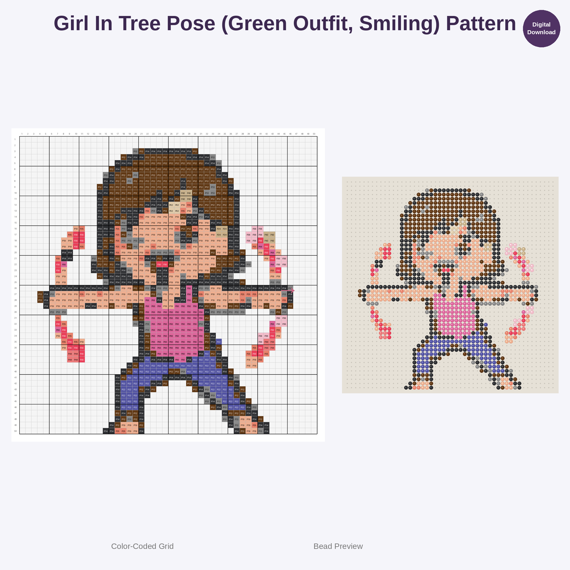 Cute Kids Yoga Poses Perler Bead Patterns Bundle, 48 Designs (PDF Digital Download)