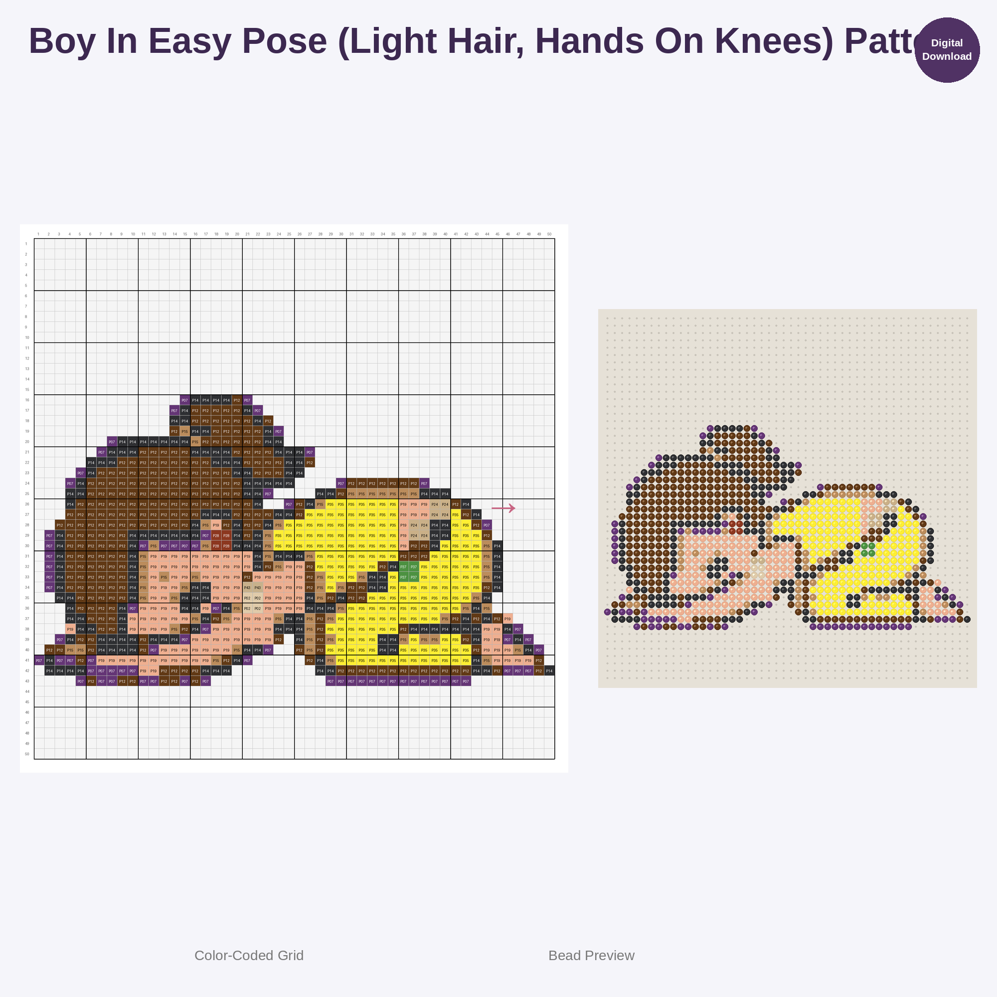 Cute Kids Yoga Poses Perler Bead Patterns Bundle, 48 Designs (PDF Digital Download)