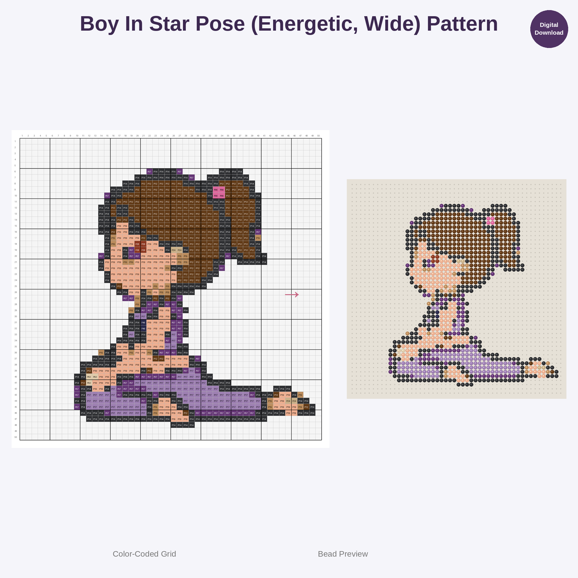 Cute Kids Yoga Poses Perler Bead Patterns Bundle, 48 Designs (PDF Digital Download)