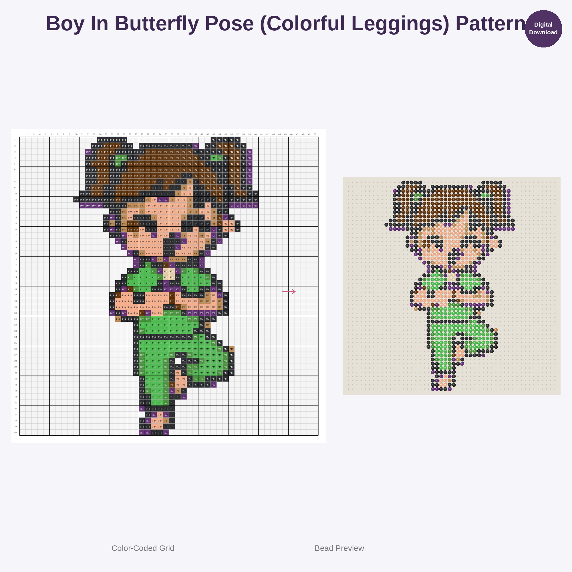 Cute Kids Yoga Poses Perler Bead Patterns Bundle, 48 Designs (PDF Digital Download)