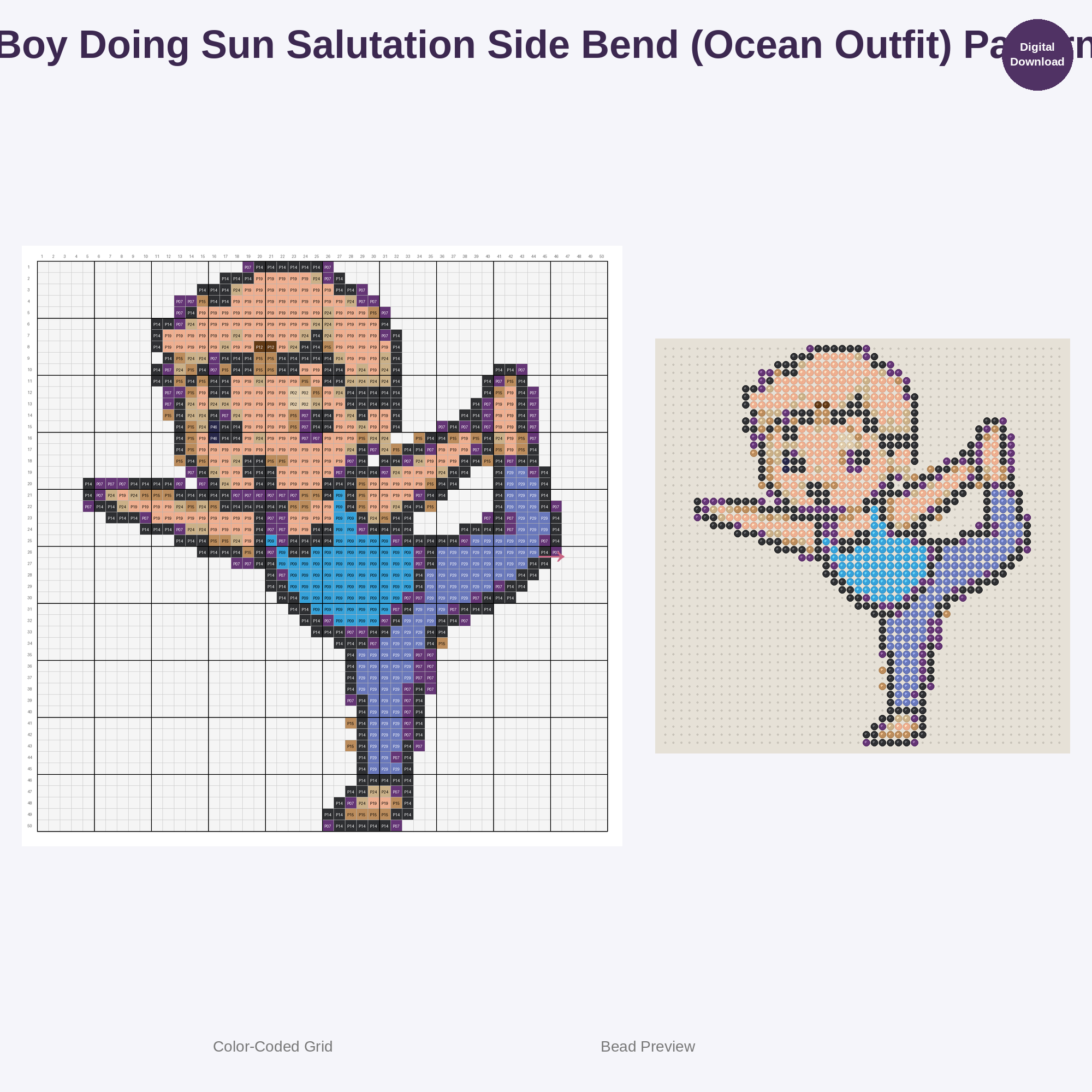 Cute Kids Yoga Poses Perler Bead Patterns Bundle, 48 Designs (PDF Digital Download)
