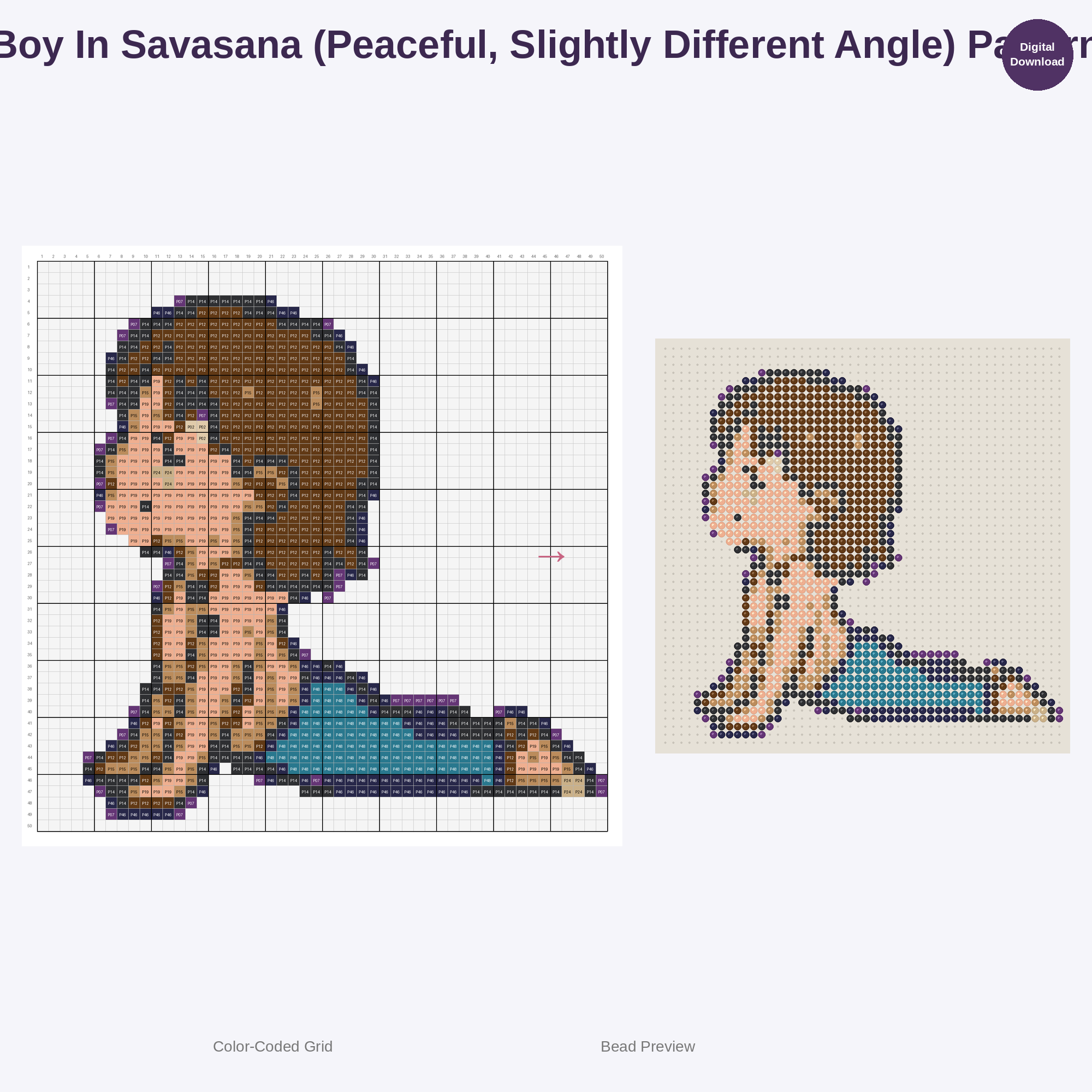 Cute Kids Yoga Poses Perler Bead Patterns Bundle, 48 Designs (PDF Digital Download)
