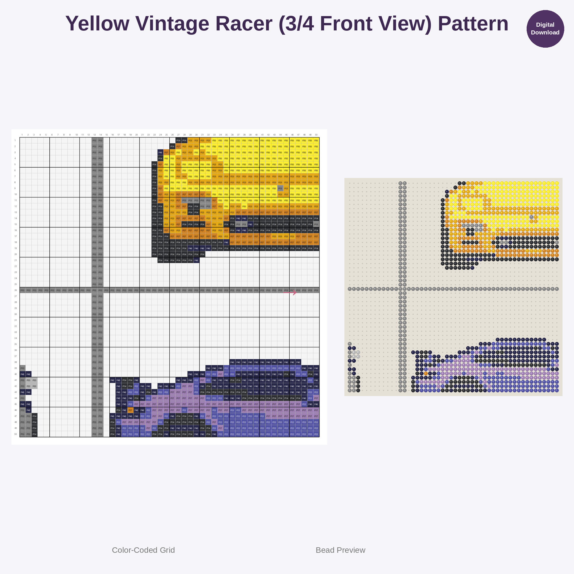 Cute Kawaii Sports Car Collection Perler Bead Patterns Bundle, 48 Designs (PDF Digital Download)