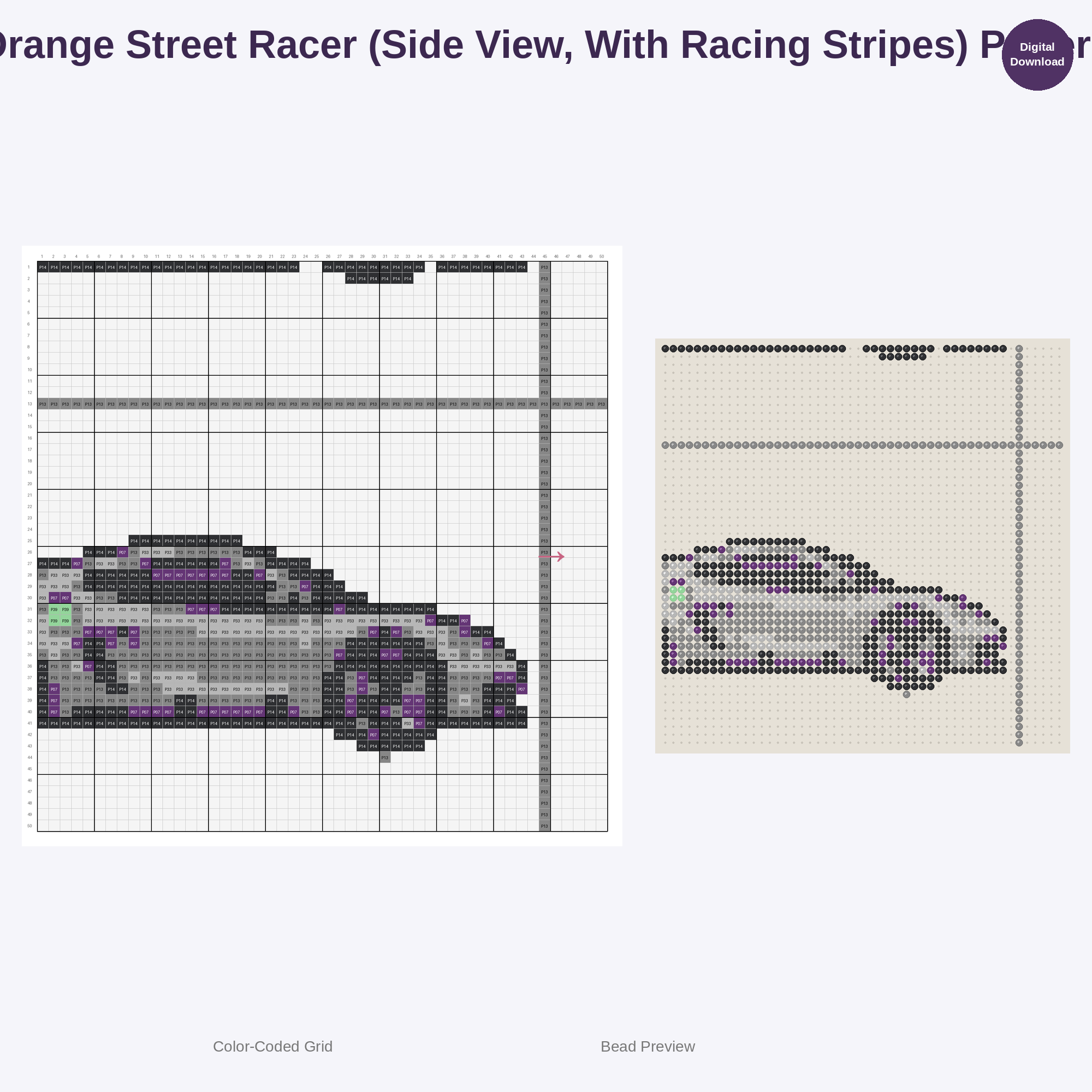 Cute Kawaii Sports Car Collection Perler Bead Patterns Bundle, 48 Designs (PDF Digital Download)