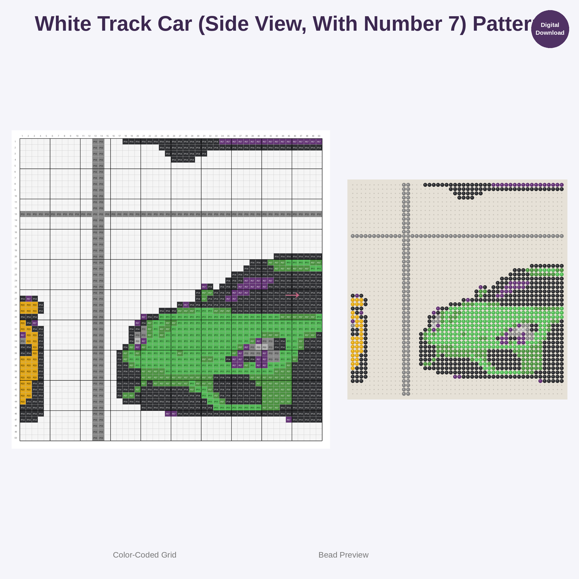 Cute Kawaii Sports Car Collection Perler Bead Patterns Bundle, 48 Designs (PDF Digital Download)