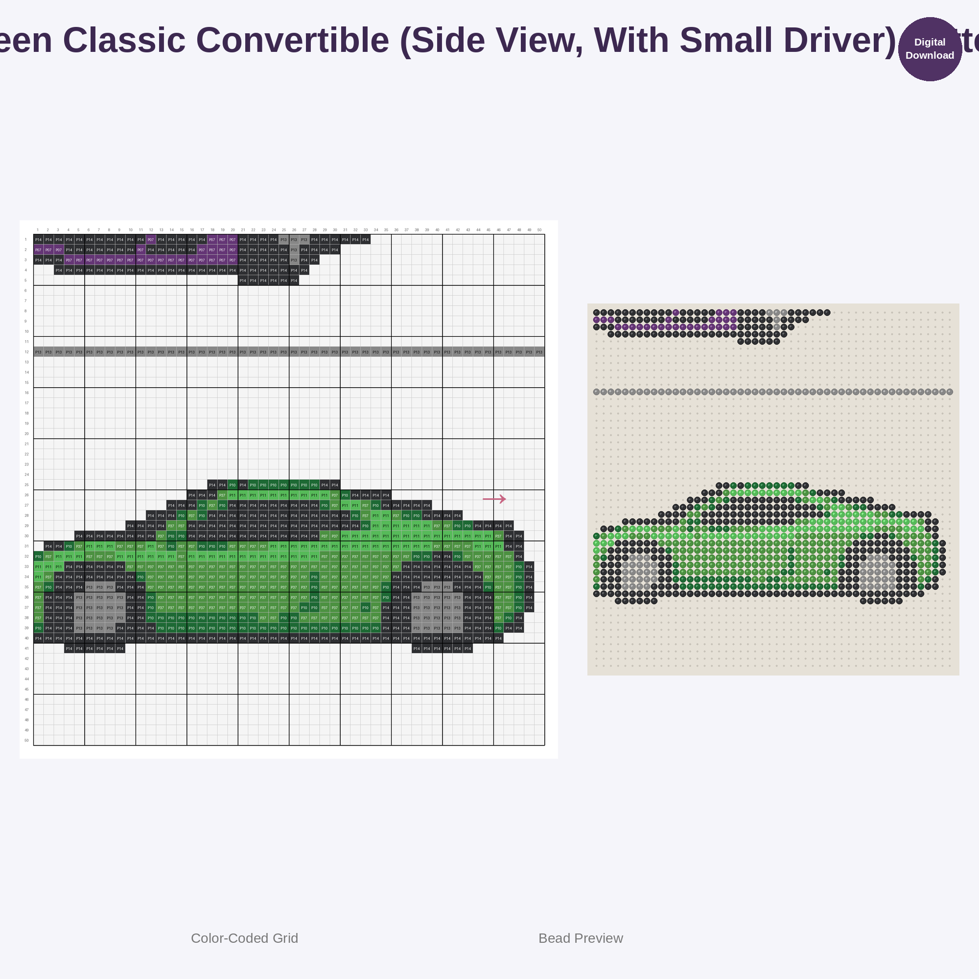 Cute Kawaii Sports Car Collection Perler Bead Patterns Bundle, 48 Designs (PDF Digital Download)