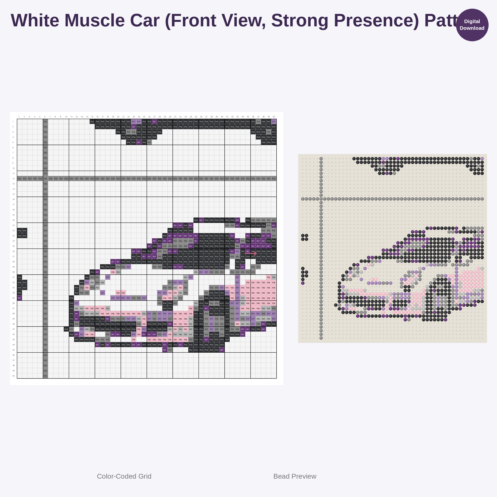 Cute Kawaii Sports Car Collection Perler Bead Patterns Bundle, 48 Designs (PDF Digital Download)