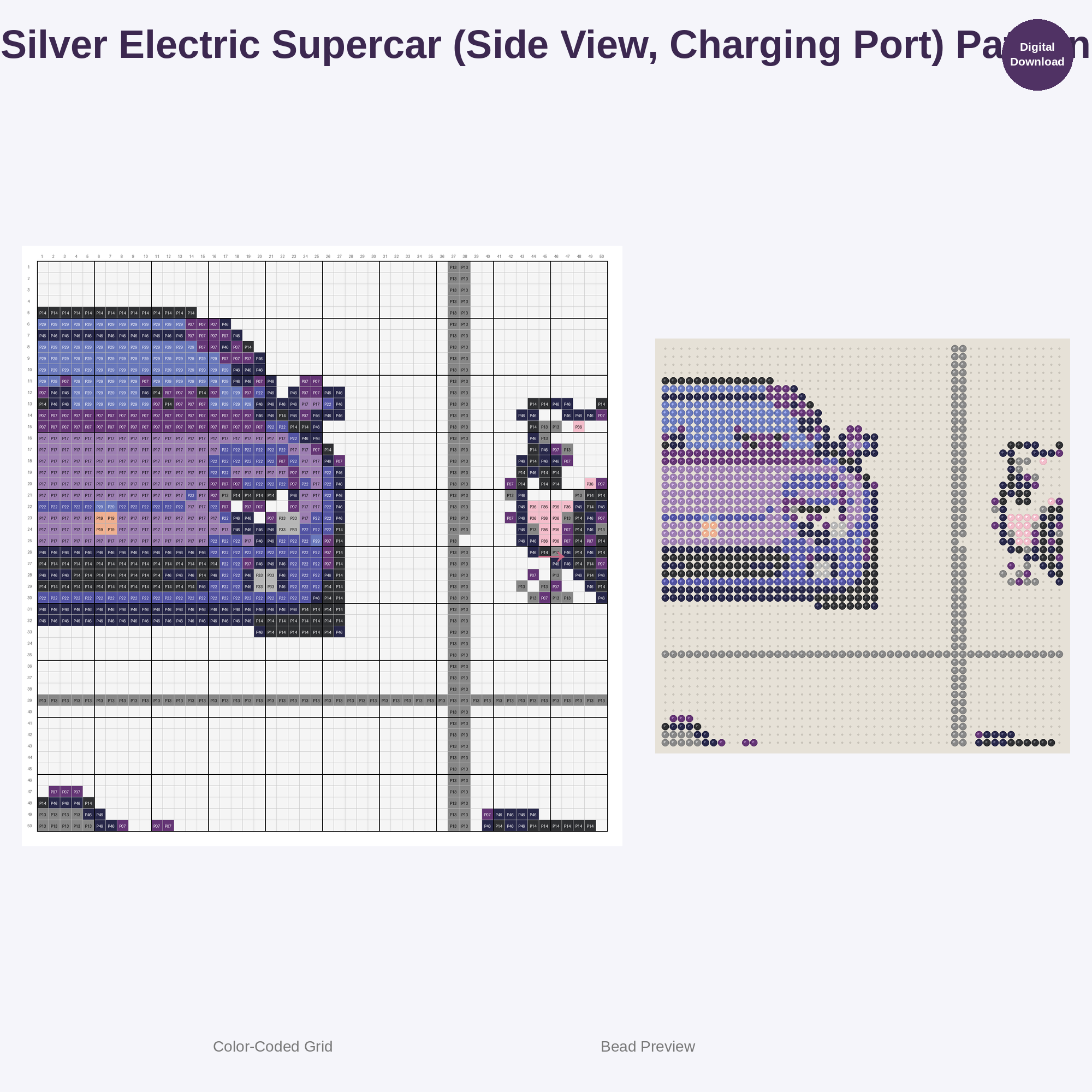 Cute Kawaii Sports Car Collection Perler Bead Patterns Bundle, 48 Designs (PDF Digital Download)