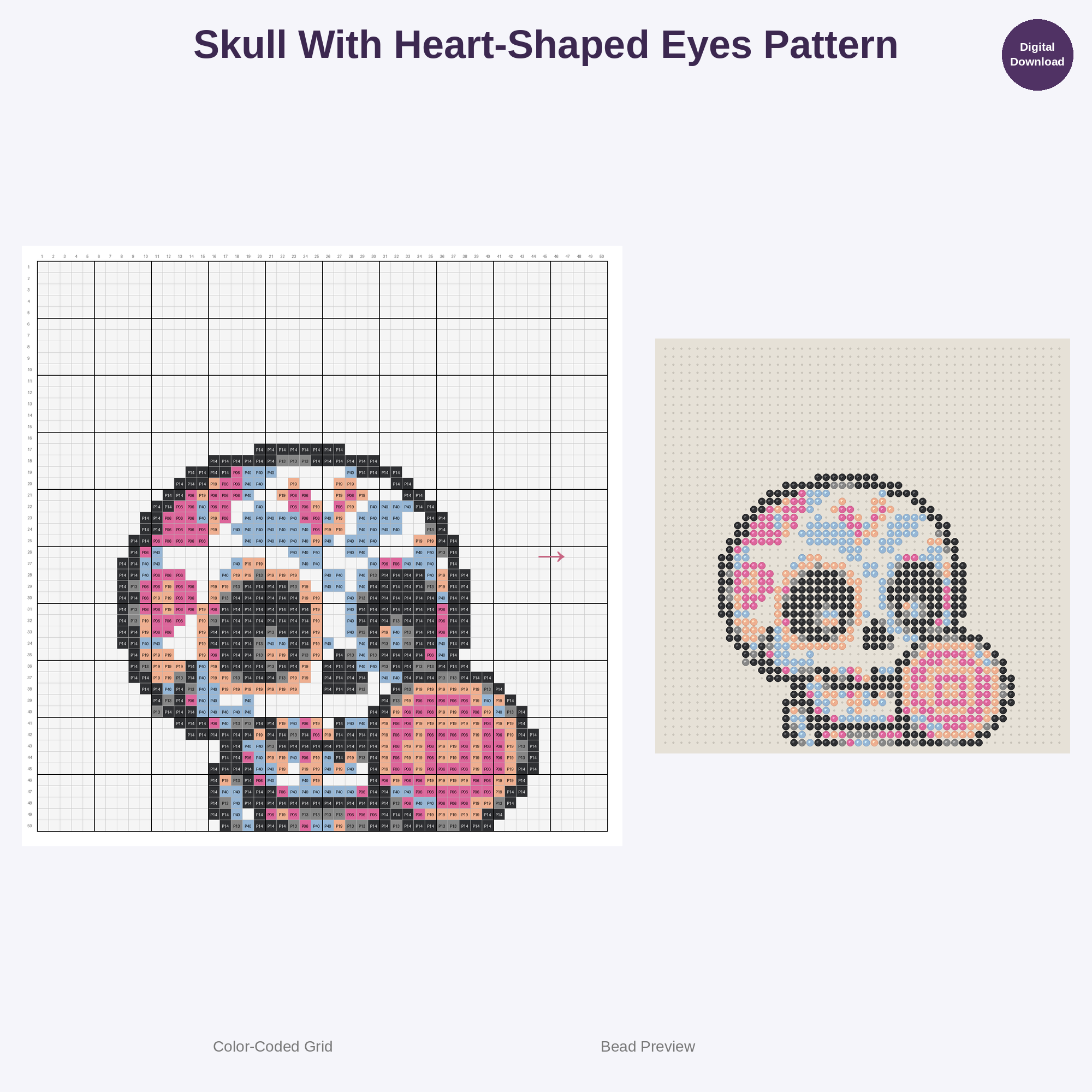 Kawaii Calavera Sugar Skulls Perler Bead Patterns Bundle, 48 Designs (PDF Digital Download)