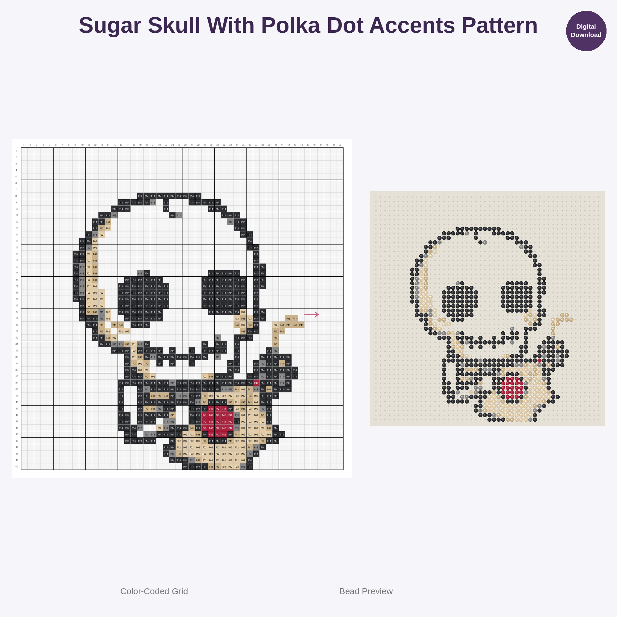 Kawaii Calavera Sugar Skulls Perler Bead Patterns Bundle, 48 Designs (PDF Digital Download)