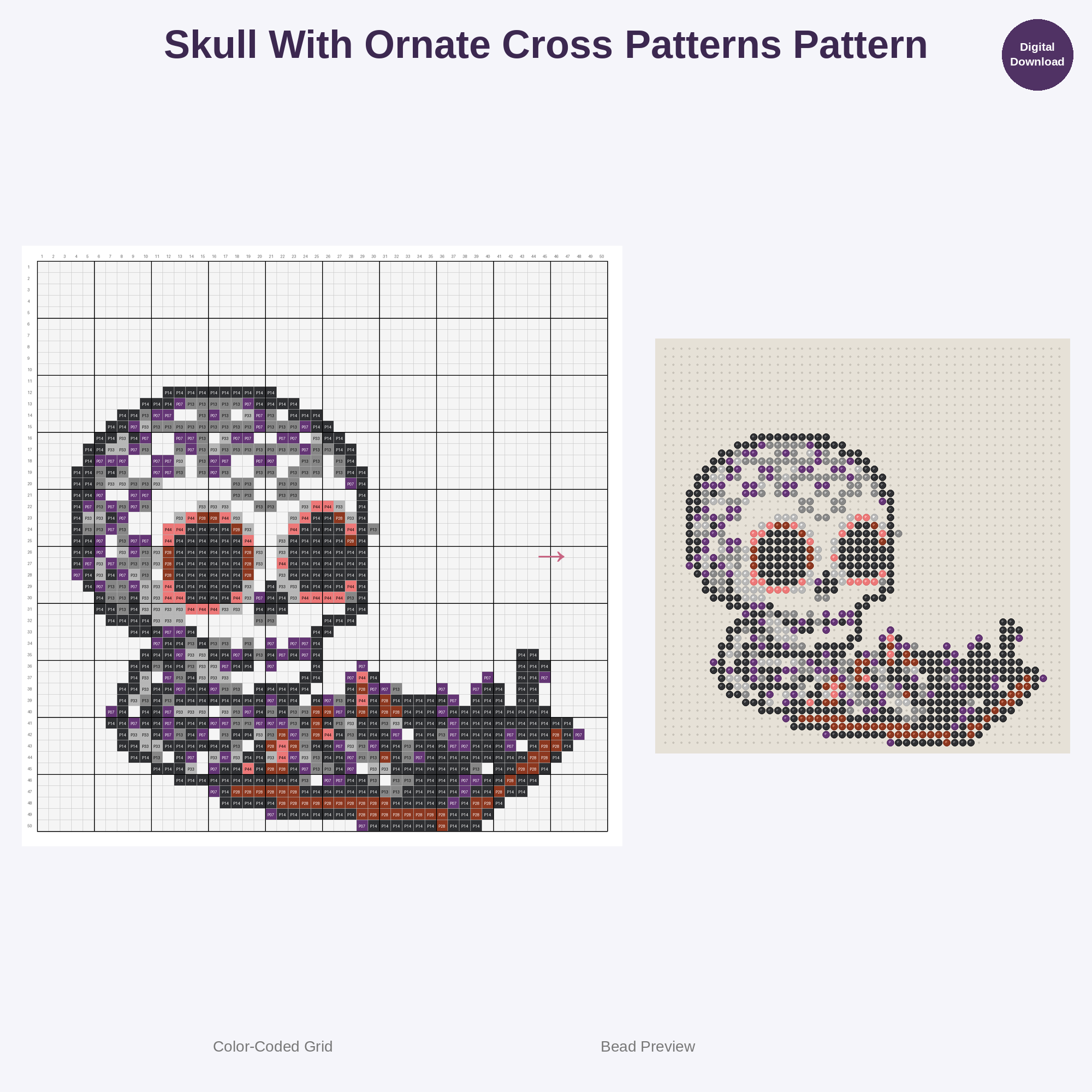 Kawaii Calavera Sugar Skulls Perler Bead Patterns Bundle, 48 Designs (PDF Digital Download)