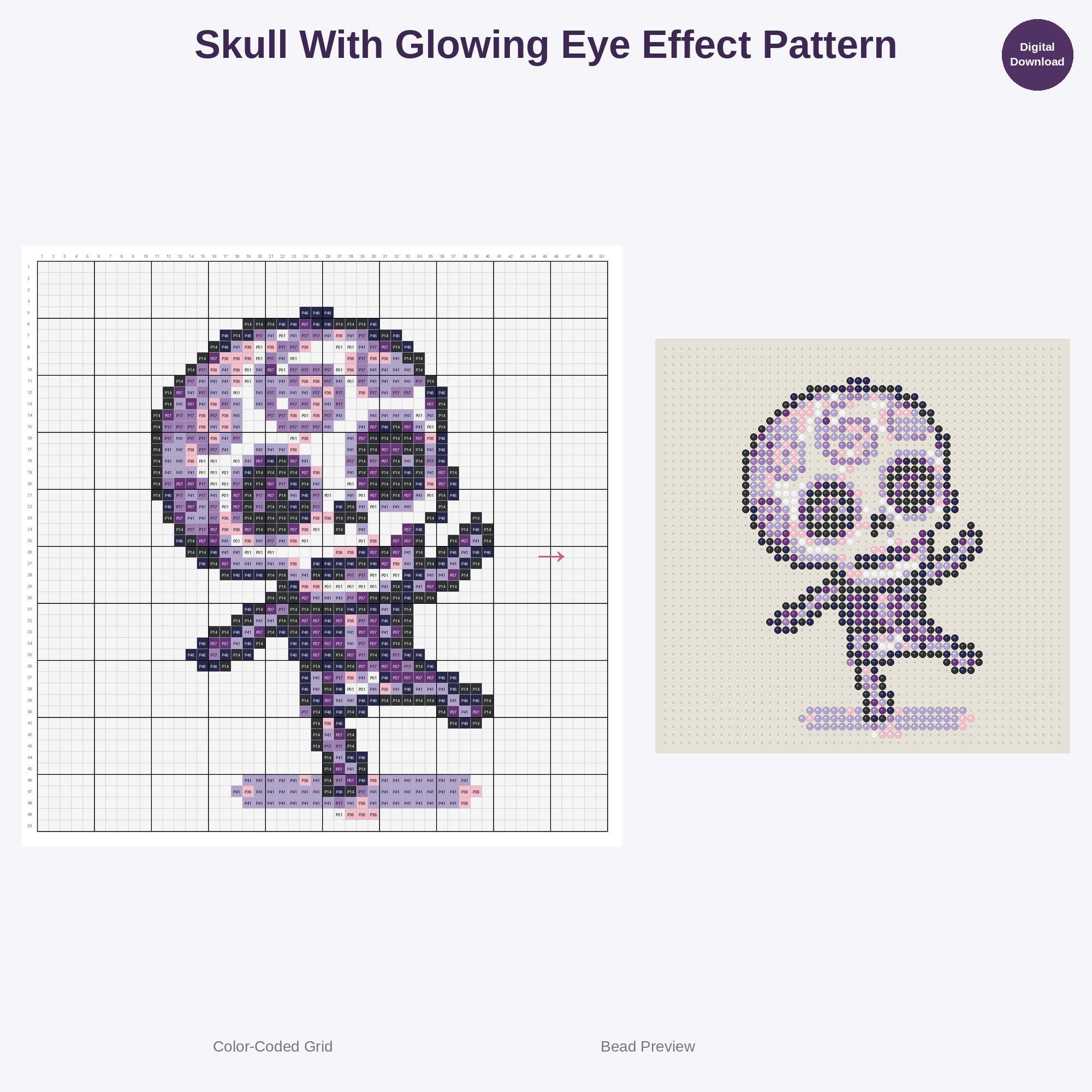 Kawaii Calavera Sugar Skulls Perler Bead Patterns Bundle, 48 Designs (PDF Digital Download)