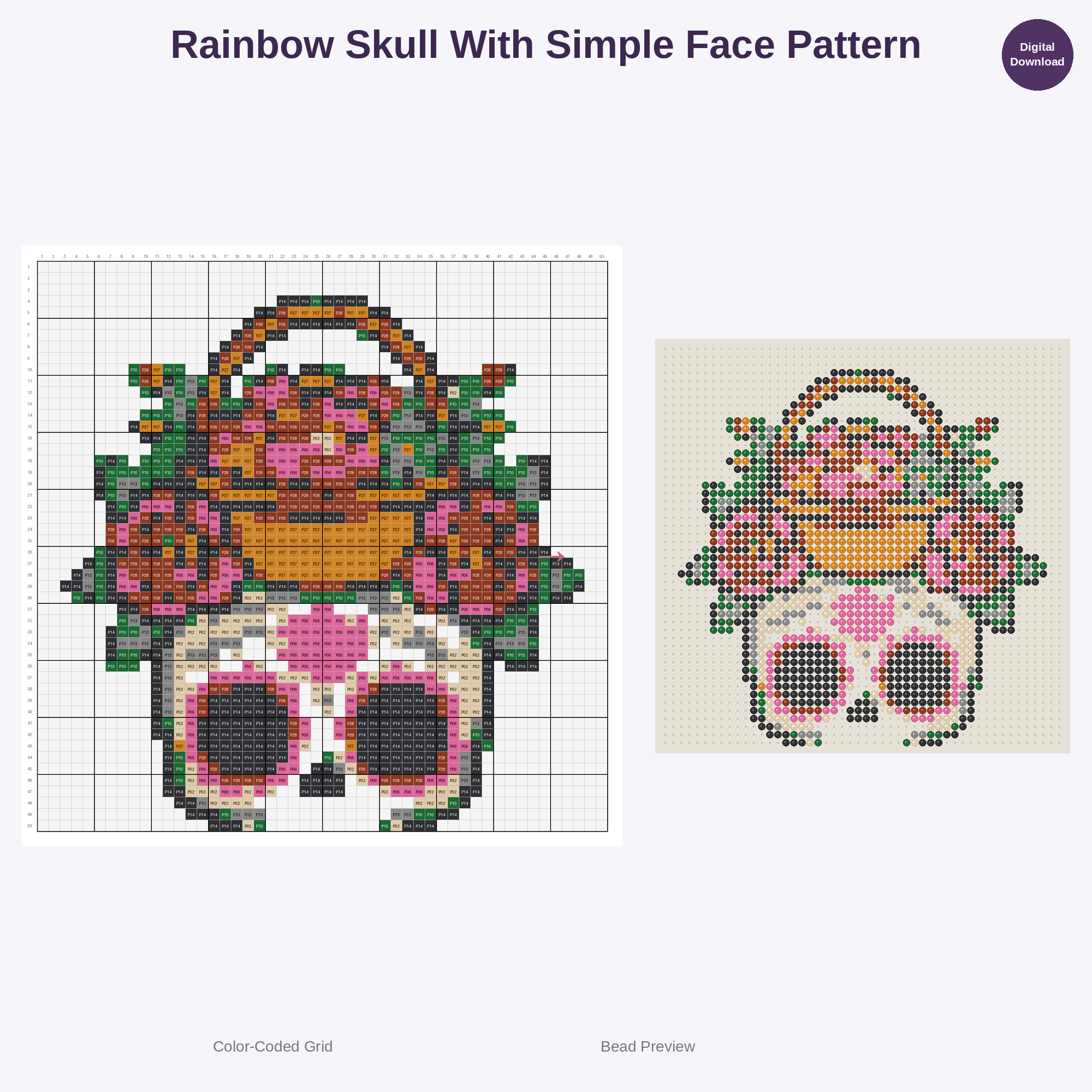 Kawaii Calavera Sugar Skulls Perler Bead Patterns Bundle, 48 Designs (PDF Digital Download)