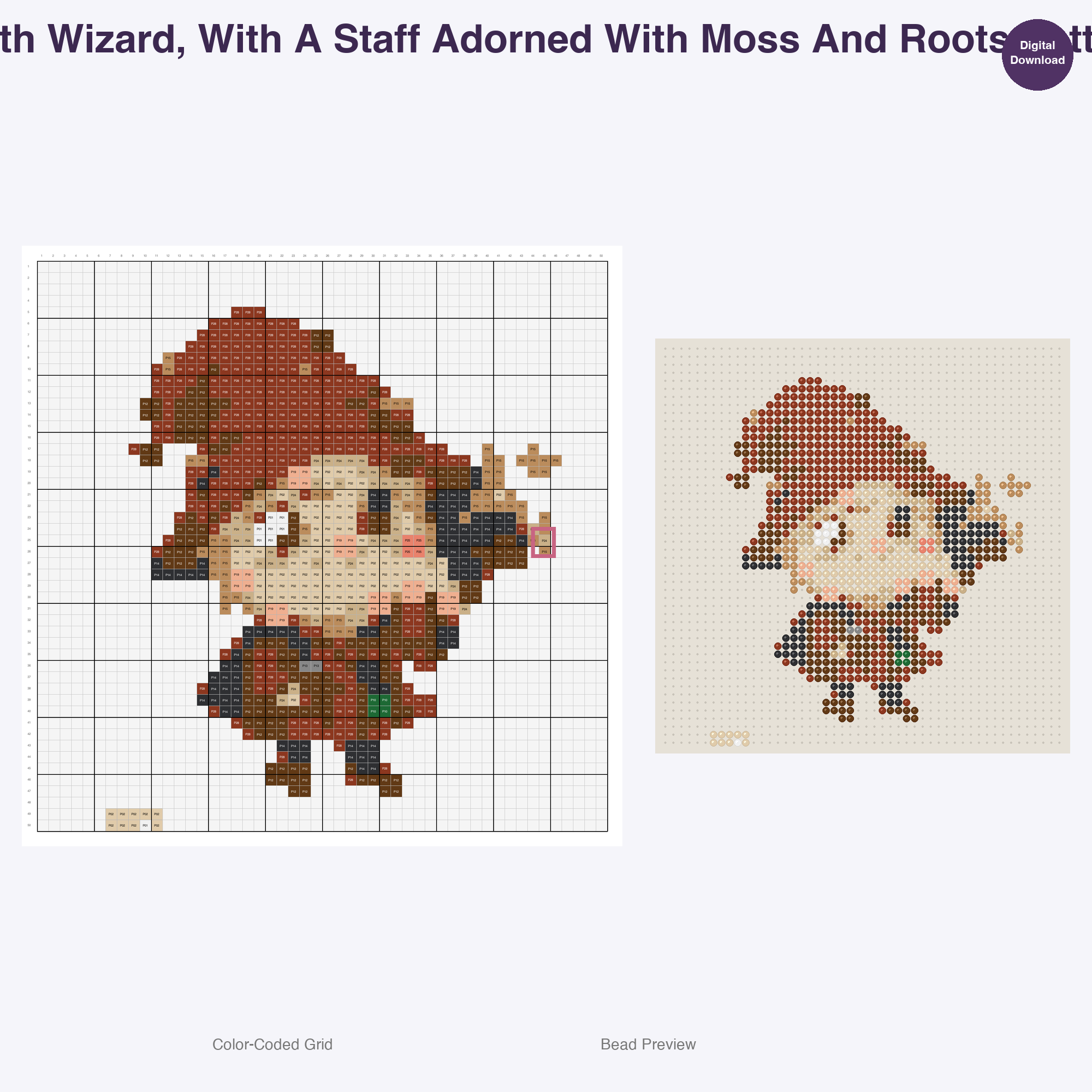 Elemental Fantasy Characters Perler Bead Patterns, 48 Designs x 3 Grid Sizes (29x29 + 50x50 + 128x128), Fuse Bead PDF Digital Download