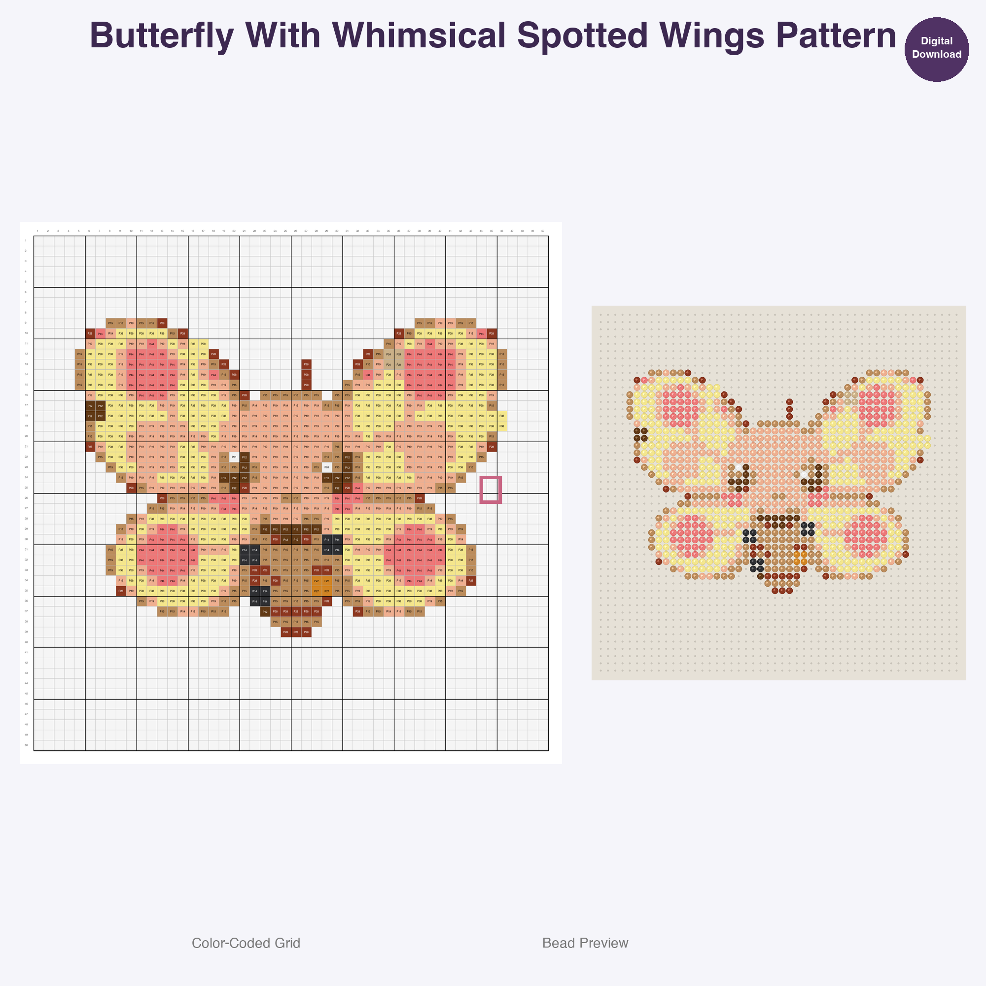 Fairy Garden Fauna Perler Bead Patterns, 48 Designs x 3 Grid Sizes (29x29 + 50x50 + 128x128), Fuse Bead PDF Digital Download