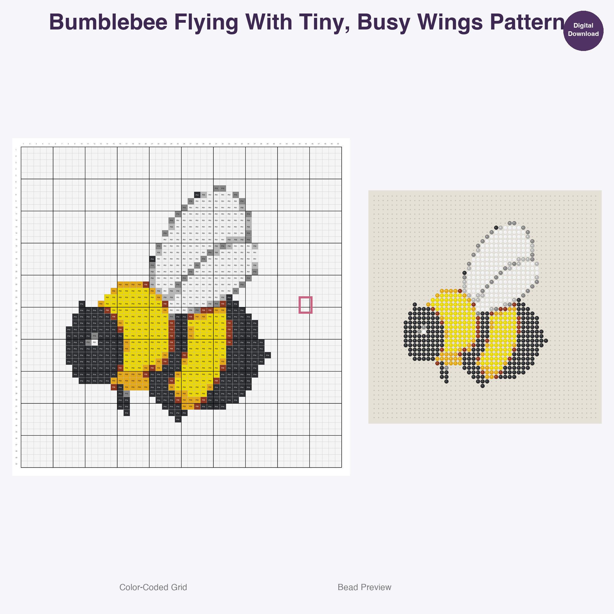 Fairy Garden Fauna Perler Bead Patterns, 48 Designs x 3 Grid Sizes (29x29 + 50x50 + 128x128), Fuse Bead PDF Digital Download