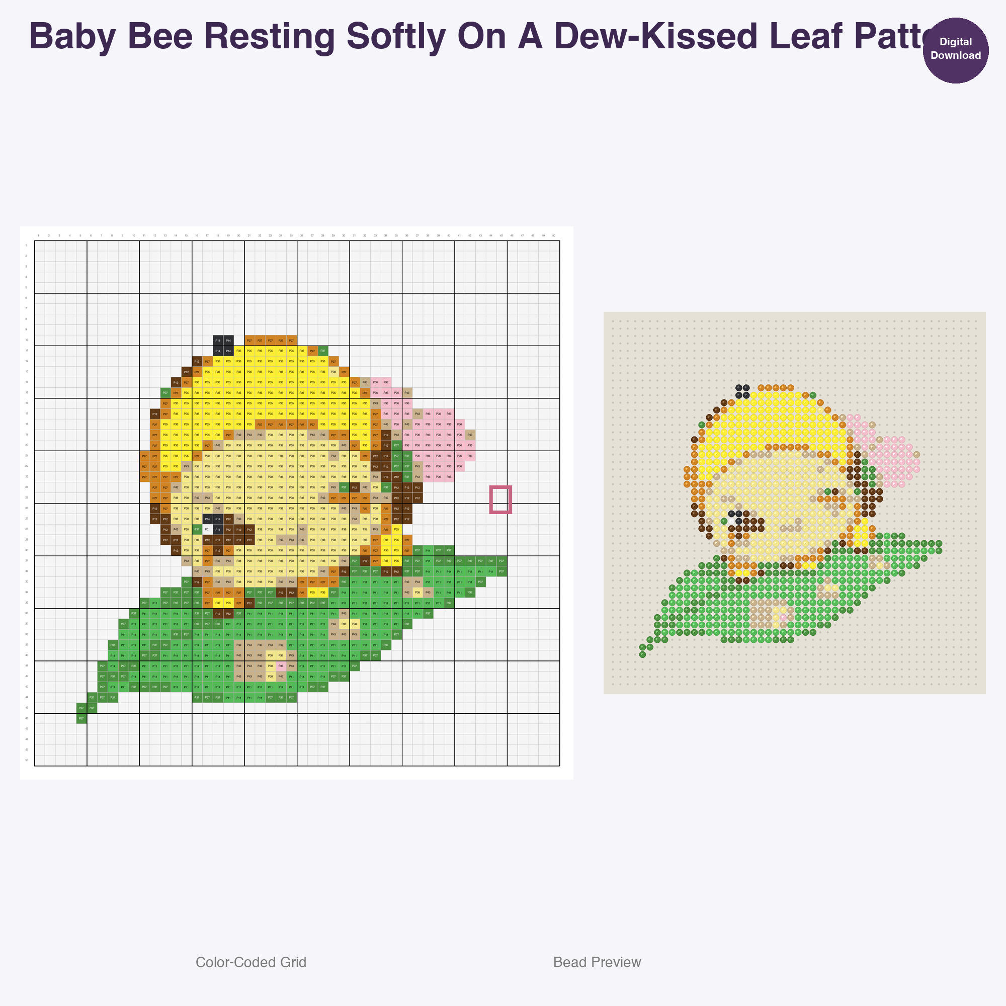 Fairy Garden Fauna Perler Bead Patterns, 48 Designs x 3 Grid Sizes (29x29 + 50x50 + 128x128), Fuse Bead PDF Digital Download