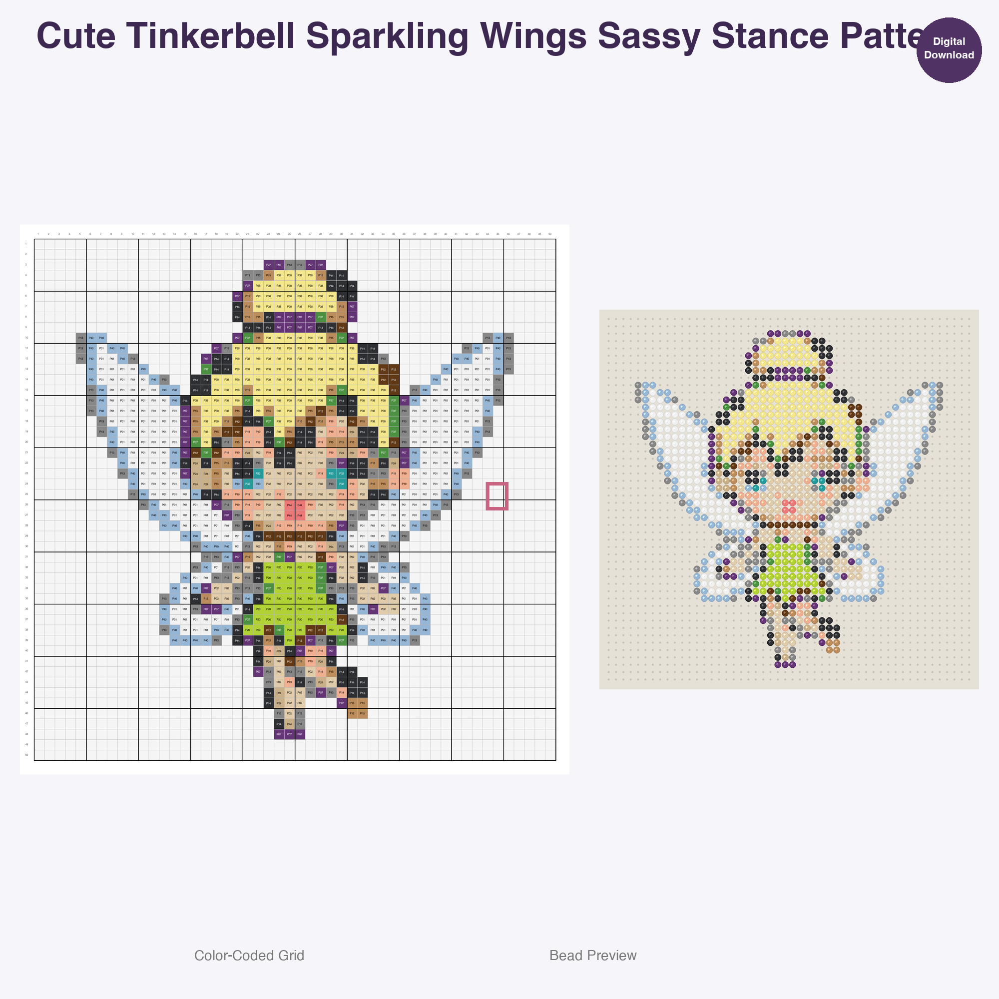 Fairy Tale Characters Perler Bead Patterns, 48 Designs x 3 Grid Sizes (29x29 + 50x50 + 128x128), Fuse Bead PDF Digital Download