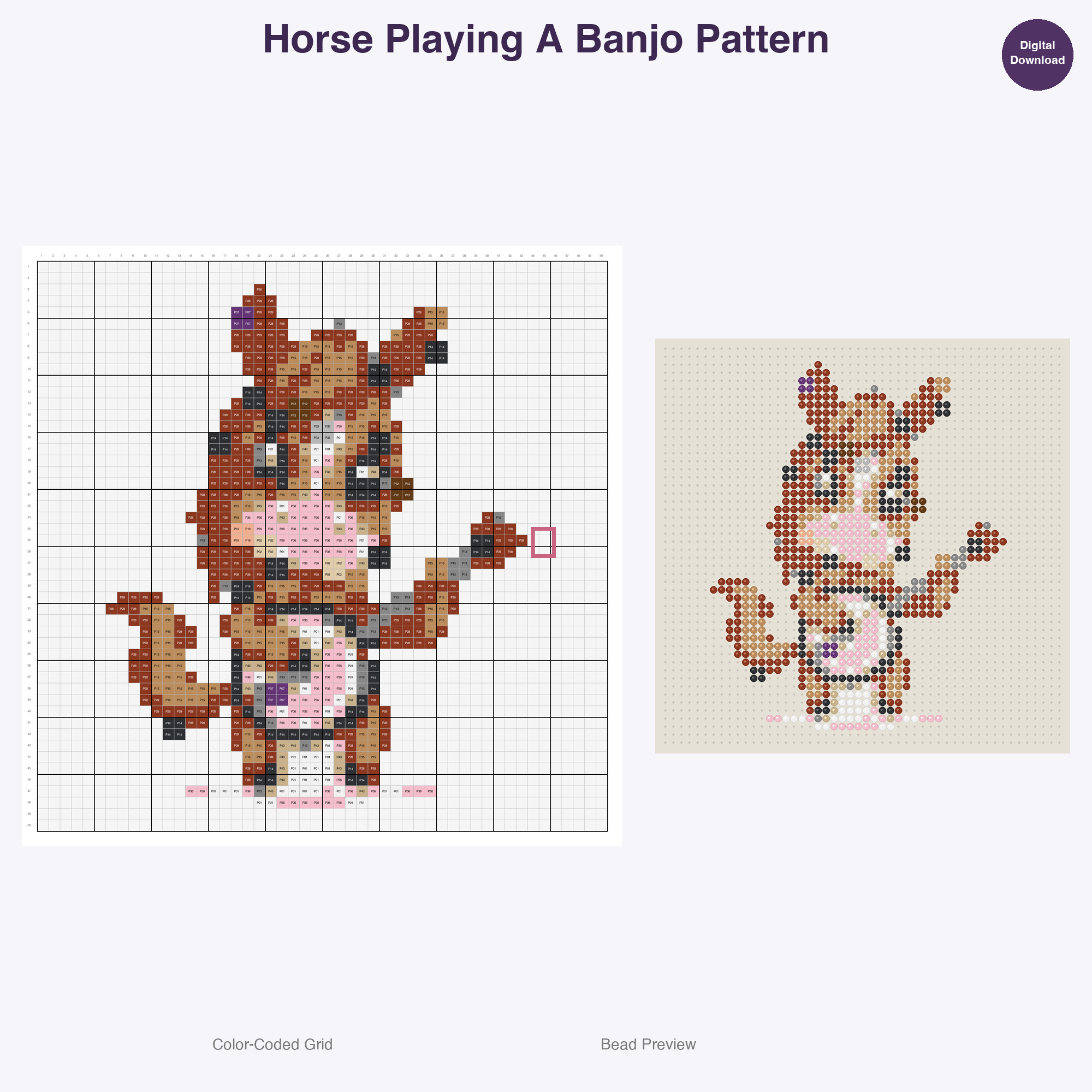 Farm Friends Homestead Hobbies Perler Bead Patterns, 48 Designs x 3 Grid Sizes (29x29 + 50x50 + 128x128), Fuse Bead PDF Digital Download