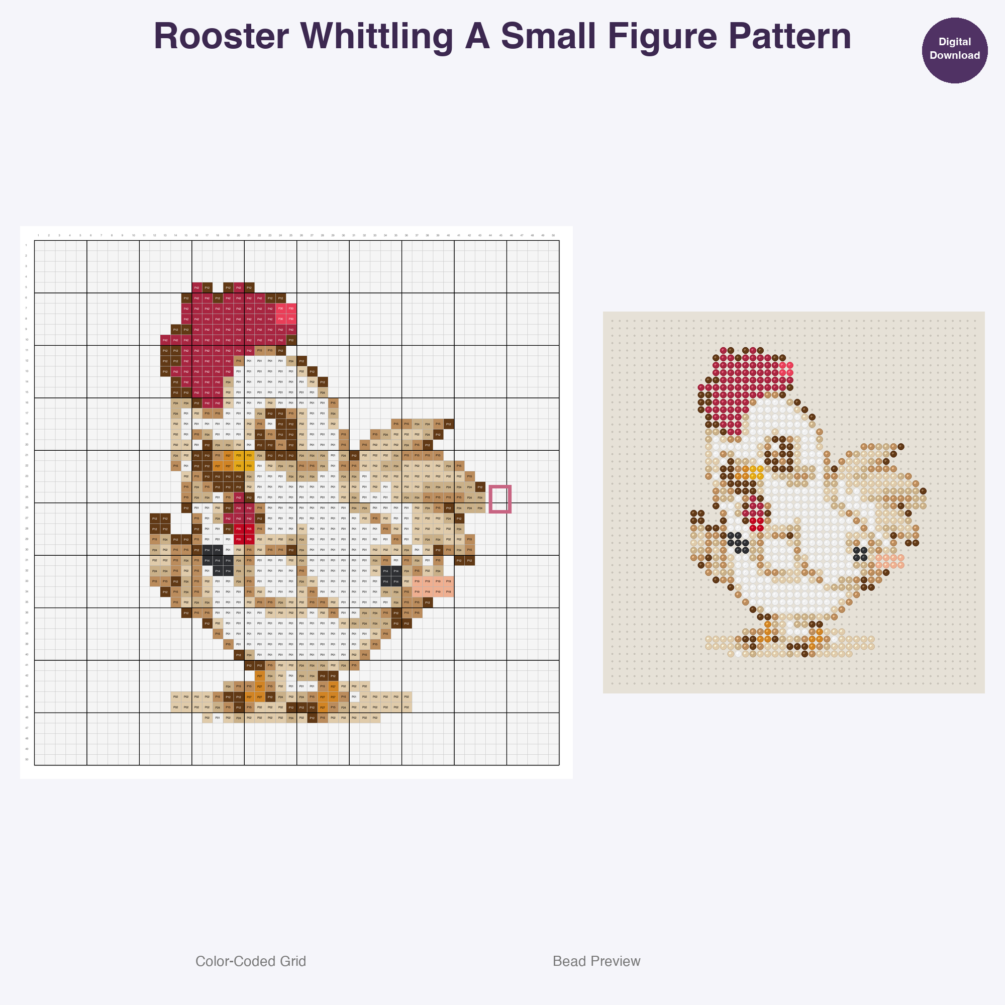 Farm Friends Homestead Hobbies Perler Bead Patterns, 48 Designs x 3 Grid Sizes (29x29 + 50x50 + 128x128), Fuse Bead PDF Digital Download