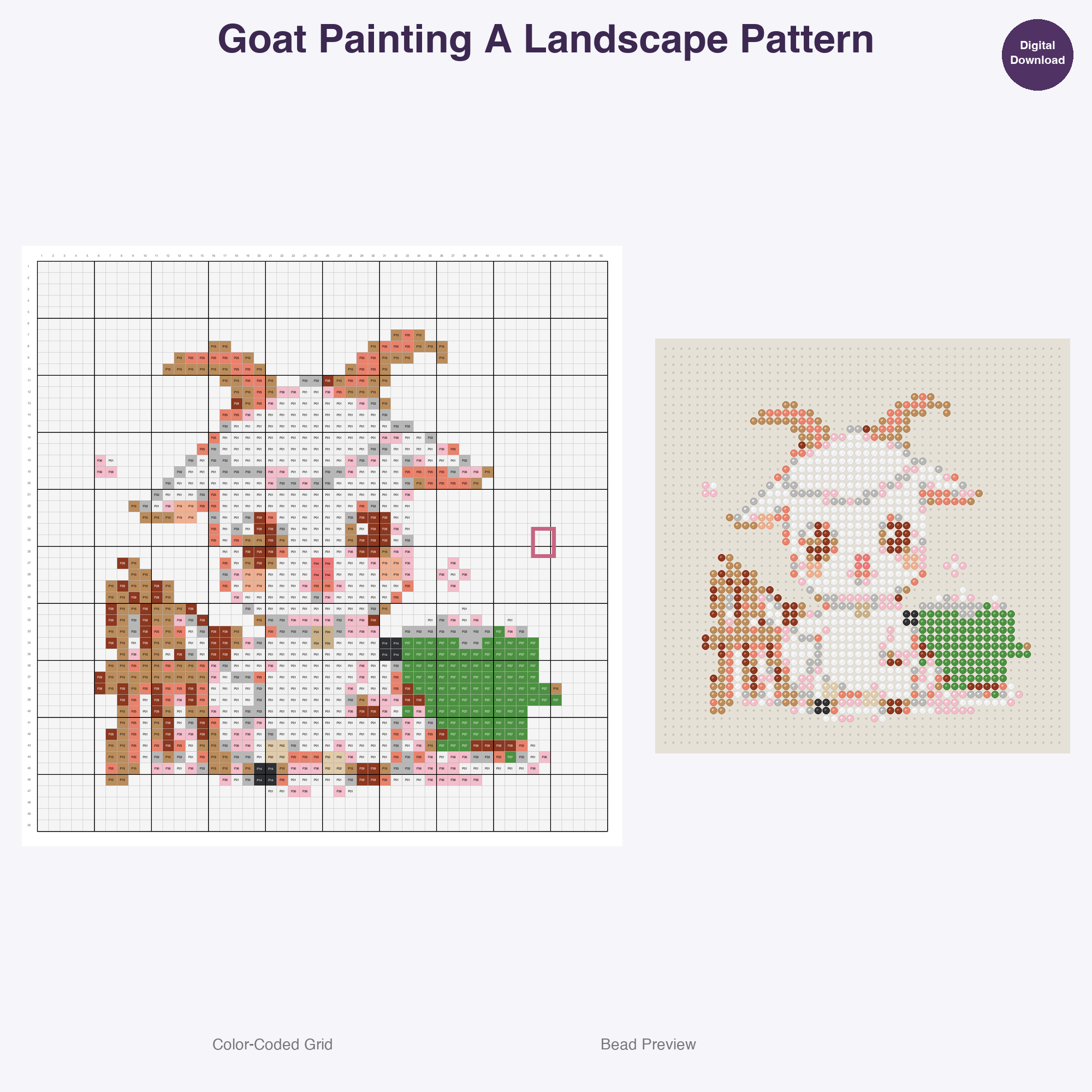 Farm Friends Homestead Hobbies Perler Bead Patterns, 48 Designs x 3 Grid Sizes (29x29 + 50x50 + 128x128), Fuse Bead PDF Digital Download