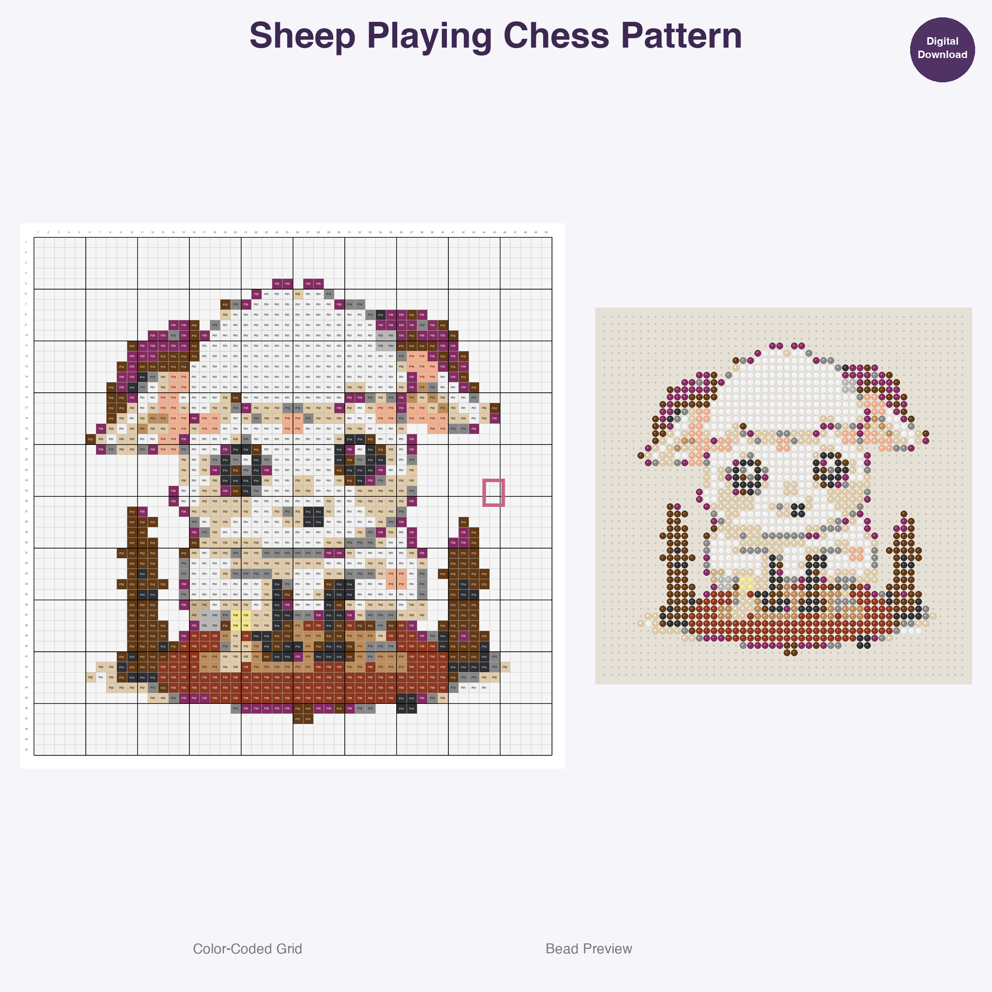 Farm Friends Homestead Hobbies Perler Bead Patterns, 48 Designs x 3 Grid Sizes (29x29 + 50x50 + 128x128), Fuse Bead PDF Digital Download