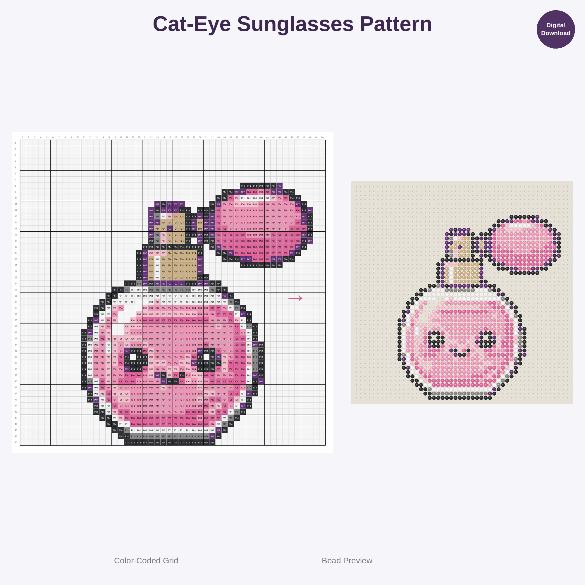 Cute Kawaii Fashionista Fun Perler Bead Patterns Bundle, 48 Designs (PDF Digital Download)
