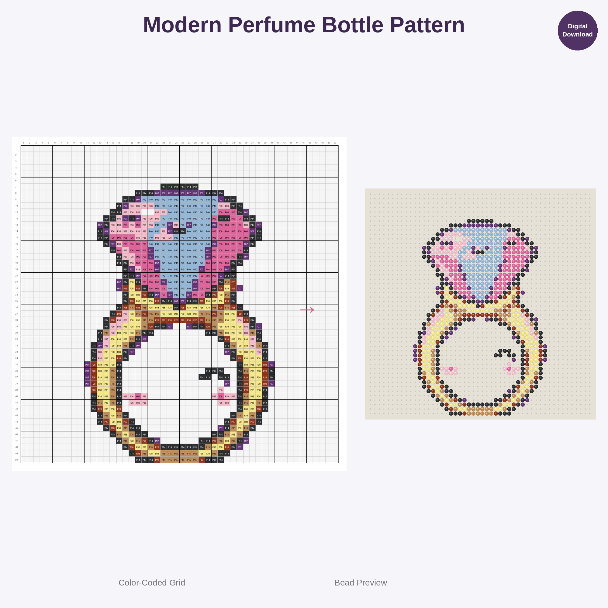 Cute Kawaii Fashionista Fun Perler Bead Patterns Bundle, 48 Designs (PDF Digital Download)