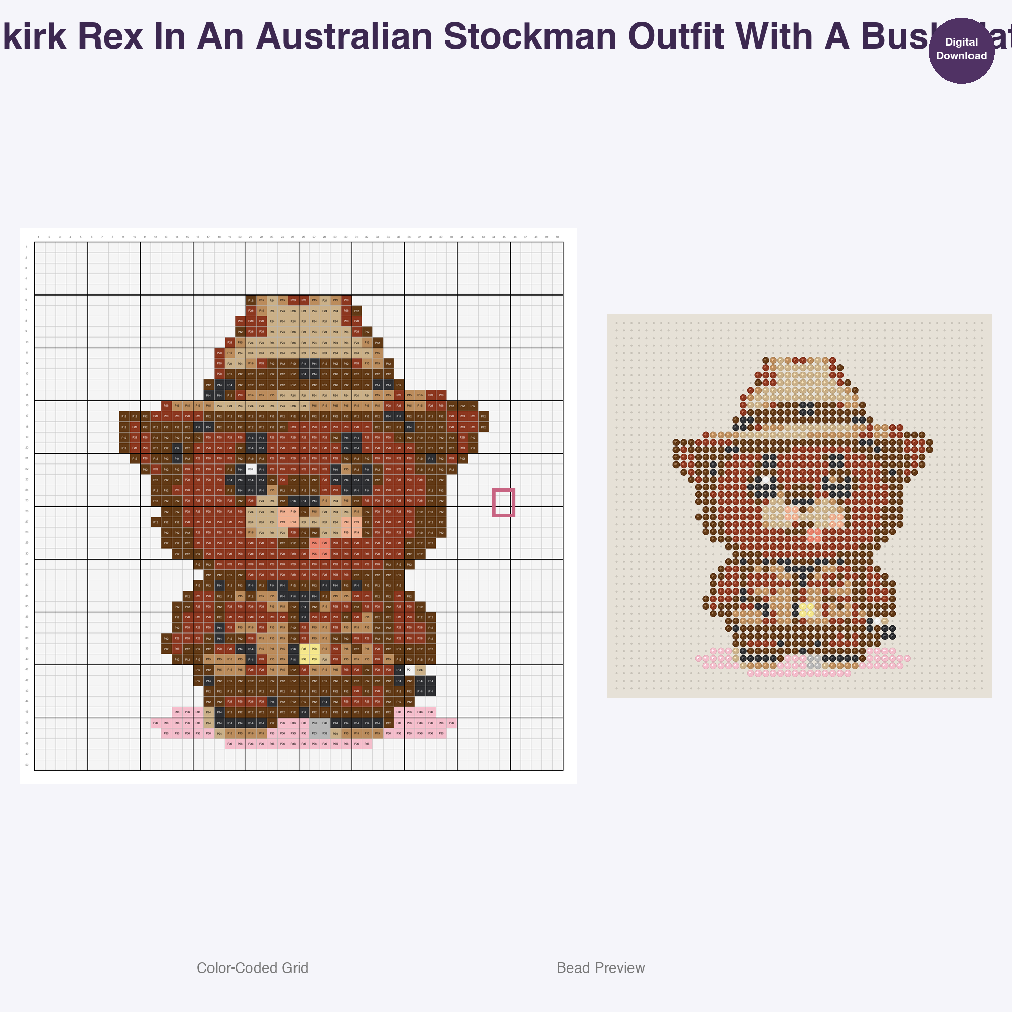 Feline Folkloric Fashions Perler Bead Patterns, 48 Designs x 3 Grid Sizes (29x29 + 50x50 + 128x128), Fuse Bead PDF Digital Download