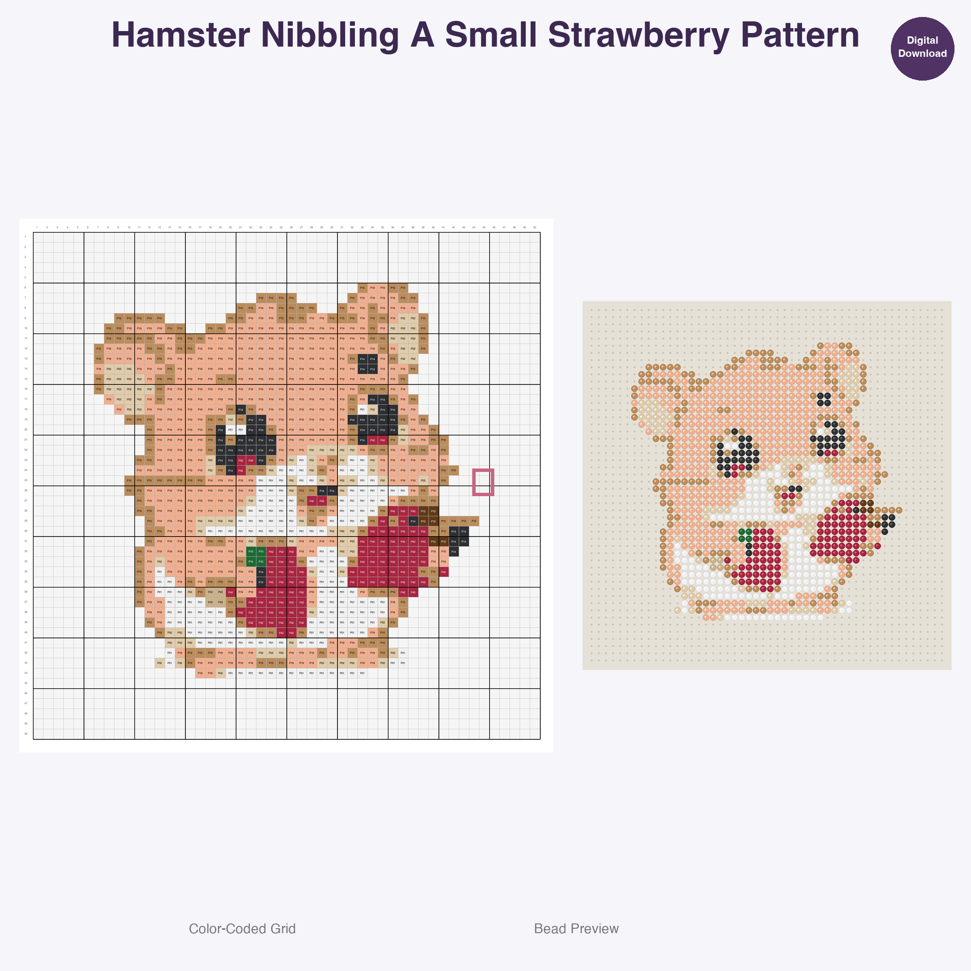 Fluffy Garden Friends Perler Bead Patterns, 48 Designs x 3 Grid Sizes (29x29 + 50x50 + 128x128), Fuse Bead PDF Digital Download