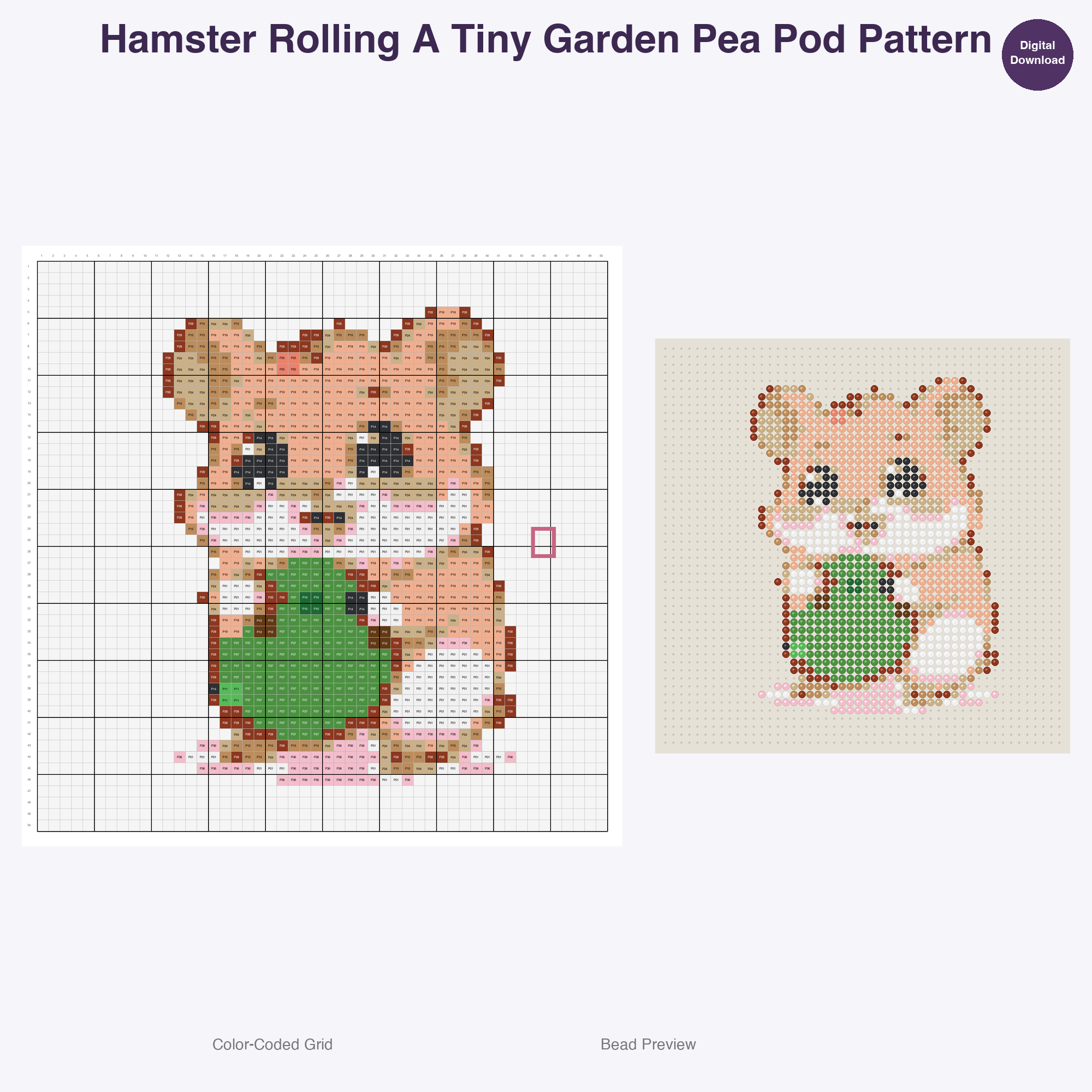 Fluffy Garden Friends Perler Bead Patterns, 48 Designs x 3 Grid Sizes (29x29 + 50x50 + 128x128), Fuse Bead PDF Digital Download