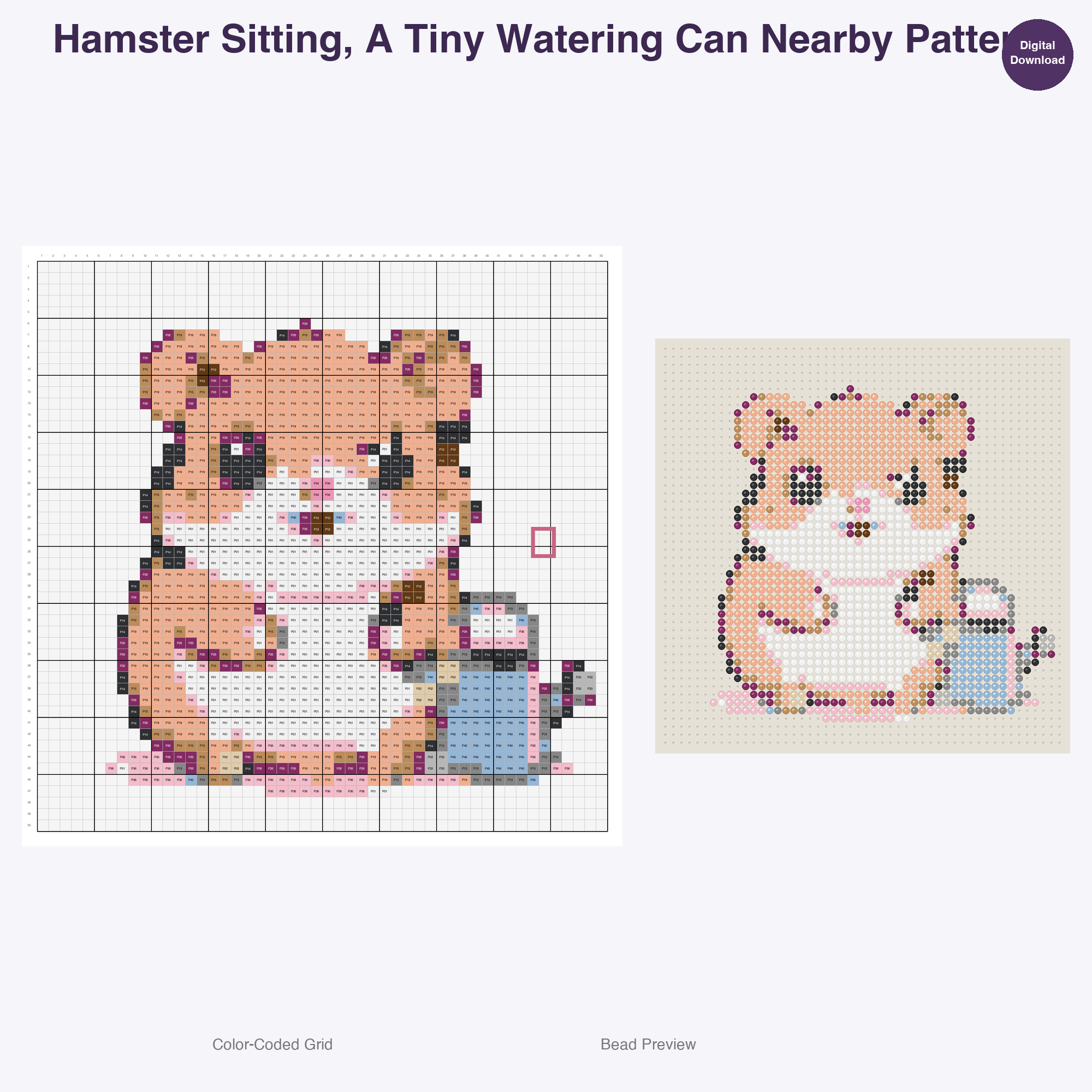 Fluffy Garden Friends Perler Bead Patterns, 48 Designs x 3 Grid Sizes (29x29 + 50x50 + 128x128), Fuse Bead PDF Digital Download
