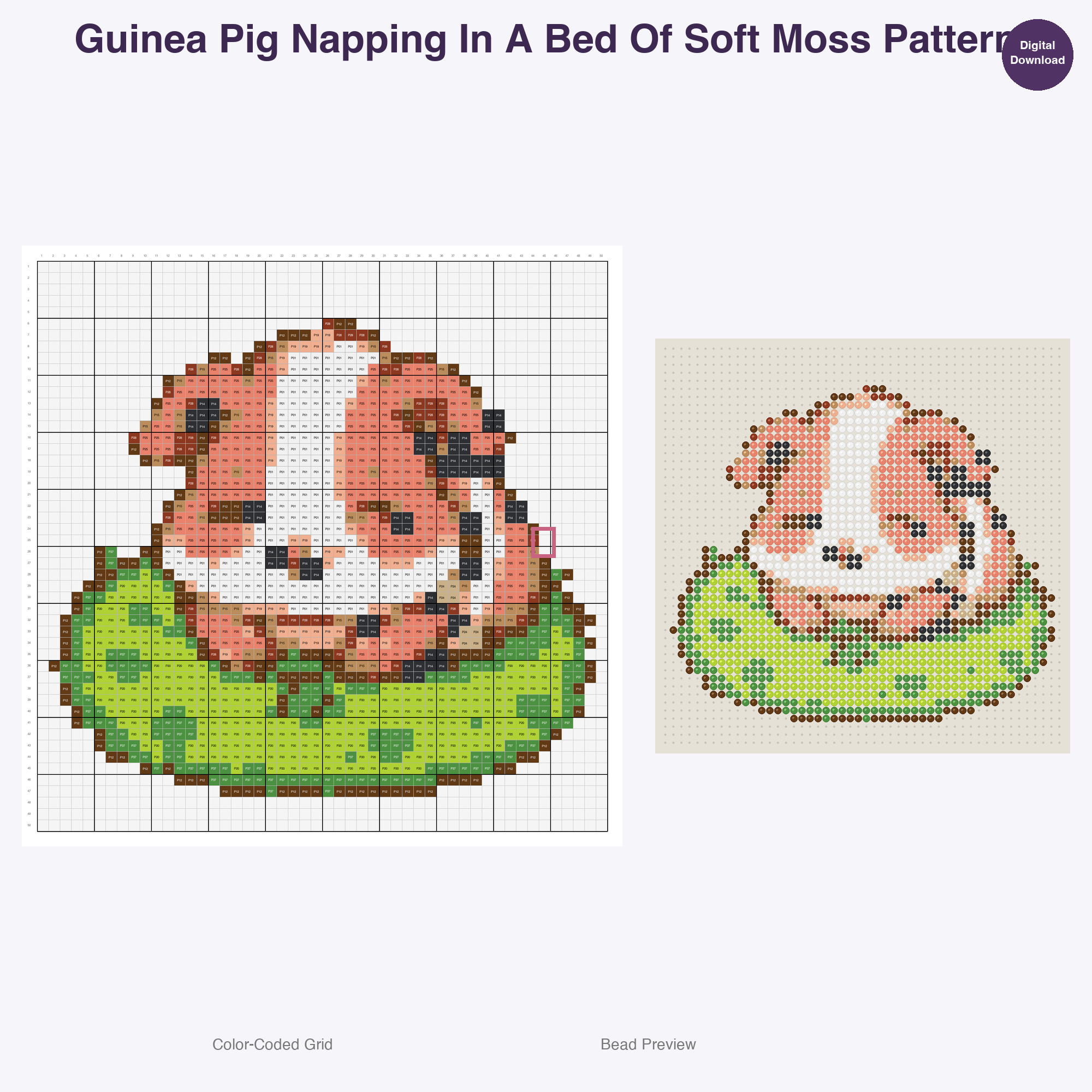 Fluffy Garden Friends Perler Bead Patterns, 48 Designs x 3 Grid Sizes (29x29 + 50x50 + 128x128), Fuse Bead PDF Digital Download