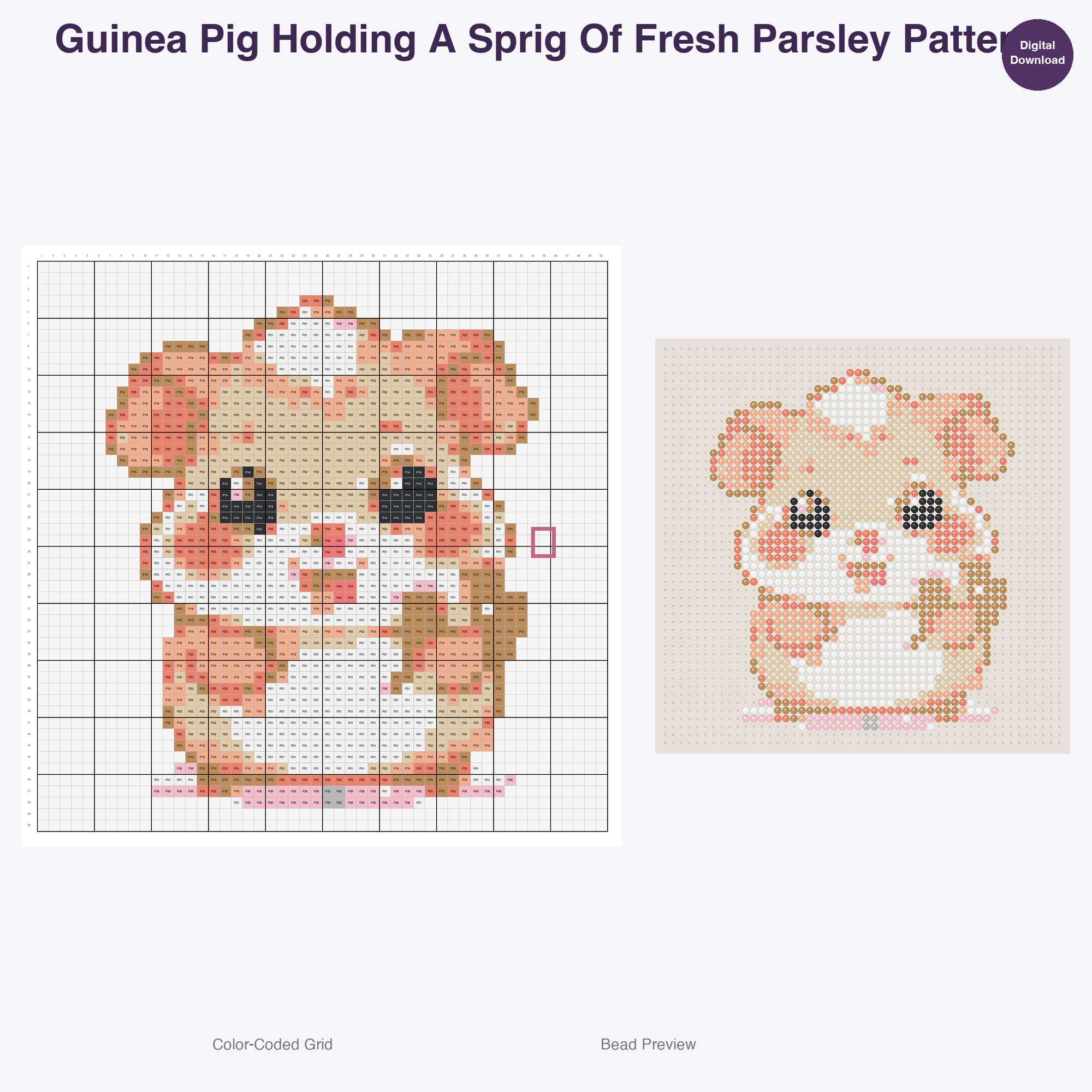Fluffy Garden Friends Perler Bead Patterns, 48 Designs x 3 Grid Sizes (29x29 + 50x50 + 128x128), Fuse Bead PDF Digital Download