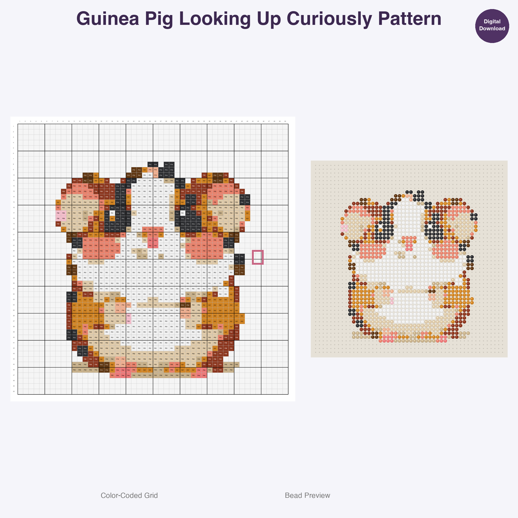 Fluffy Garden Friends Perler Bead Patterns, 48 Designs x 3 Grid Sizes (29x29 + 50x50 + 128x128), Fuse Bead PDF Digital Download