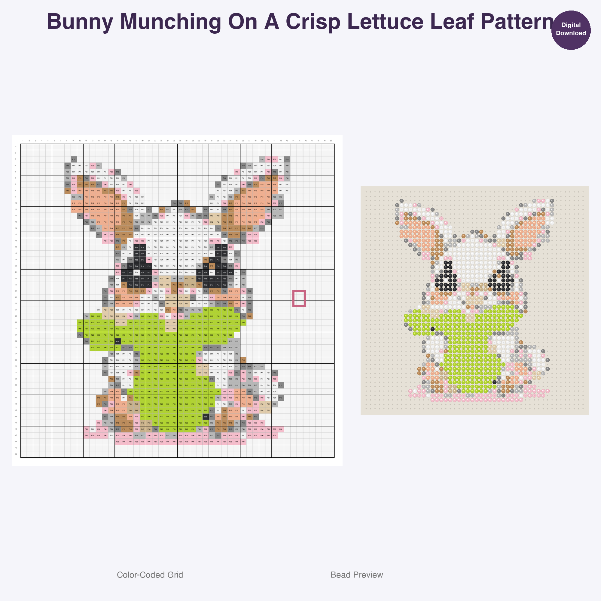 Fluffy Garden Friends Perler Bead Patterns, 48 Designs x 3 Grid Sizes (29x29 + 50x50 + 128x128), Fuse Bead PDF Digital Download